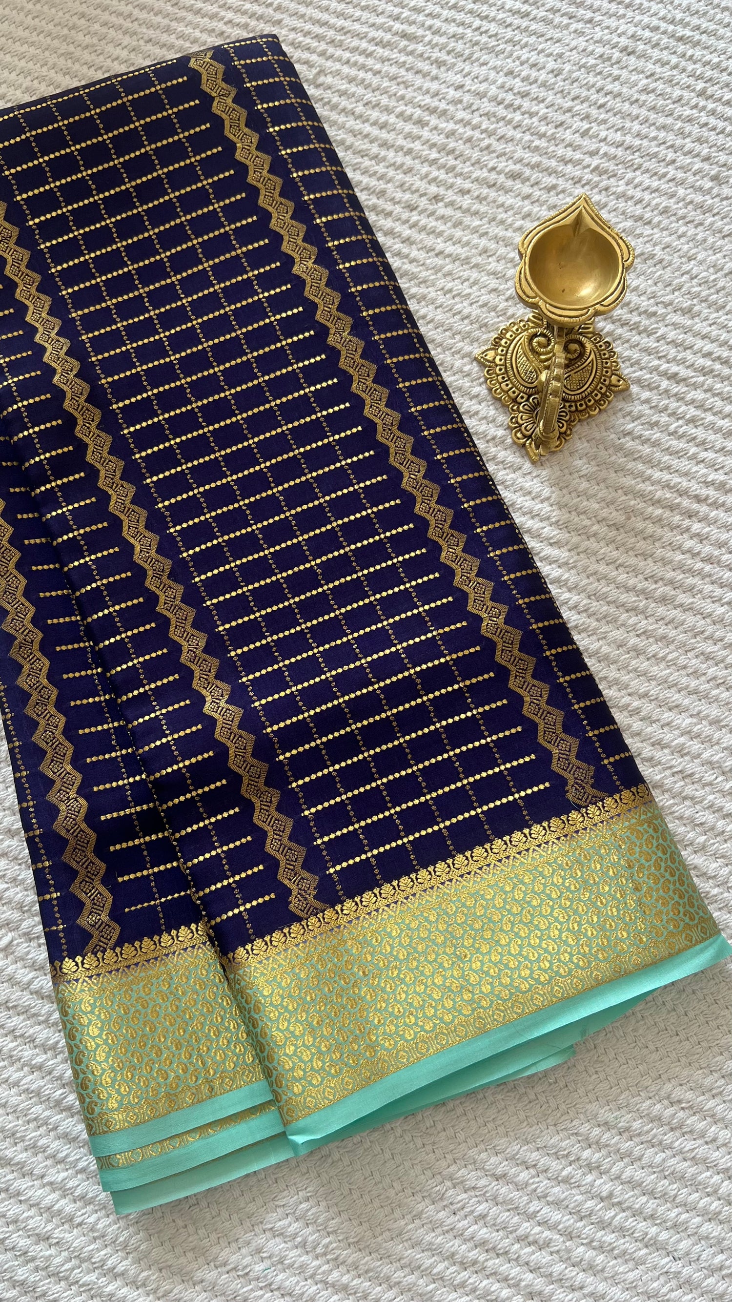 PSUV283-NAVYBLUE PURE MYSORE SILK SAREE