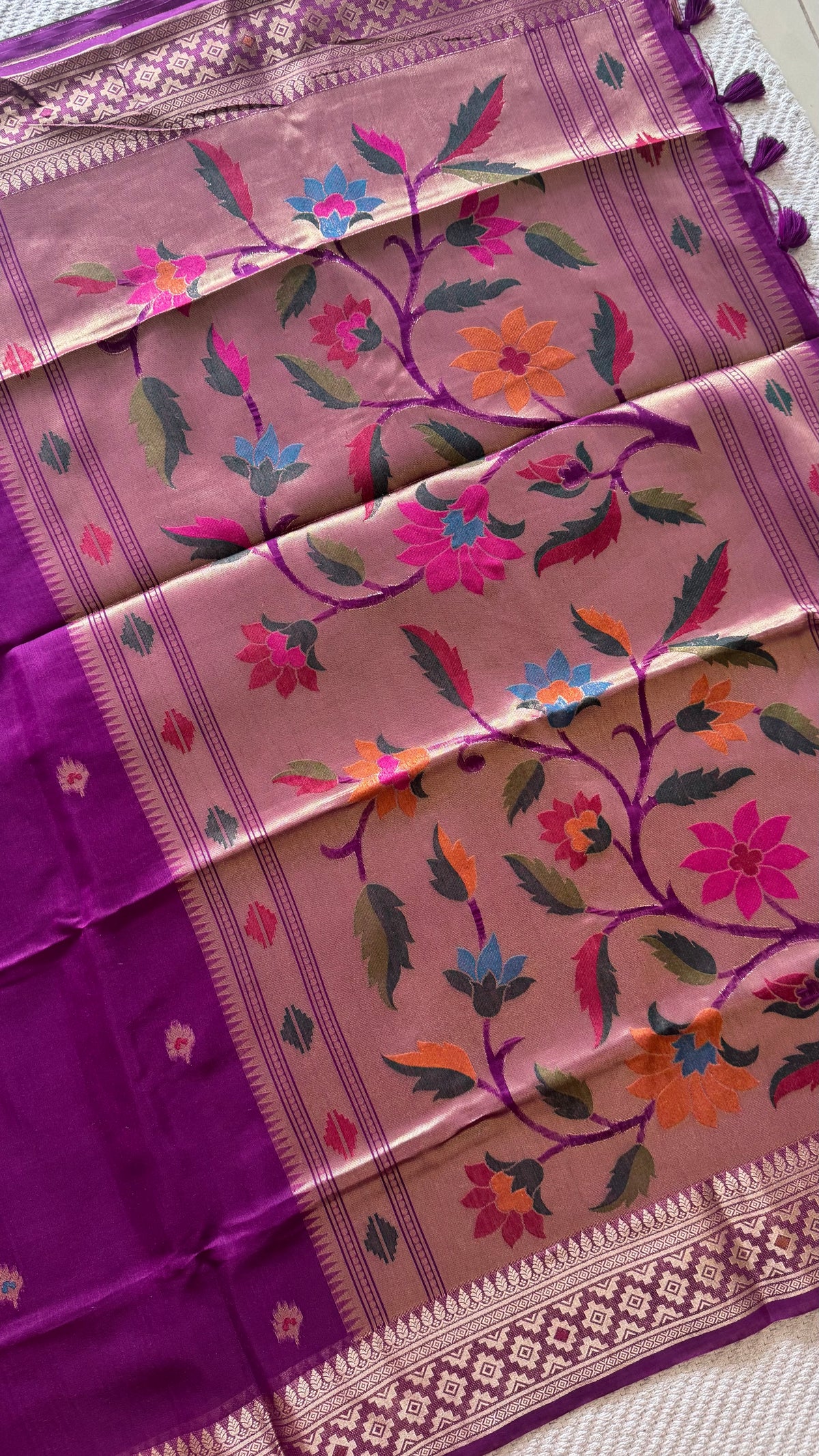 TUSSER COTTON SAREE SUV5957-MAGENTA