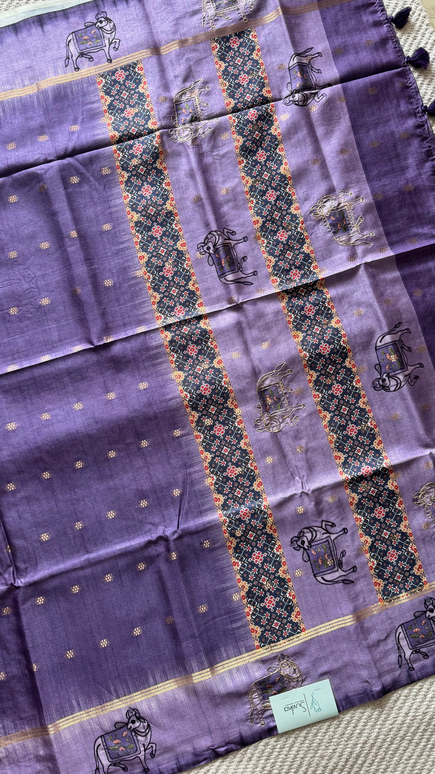 TUSSER SILK SAREE SUV5576-LAVENDER