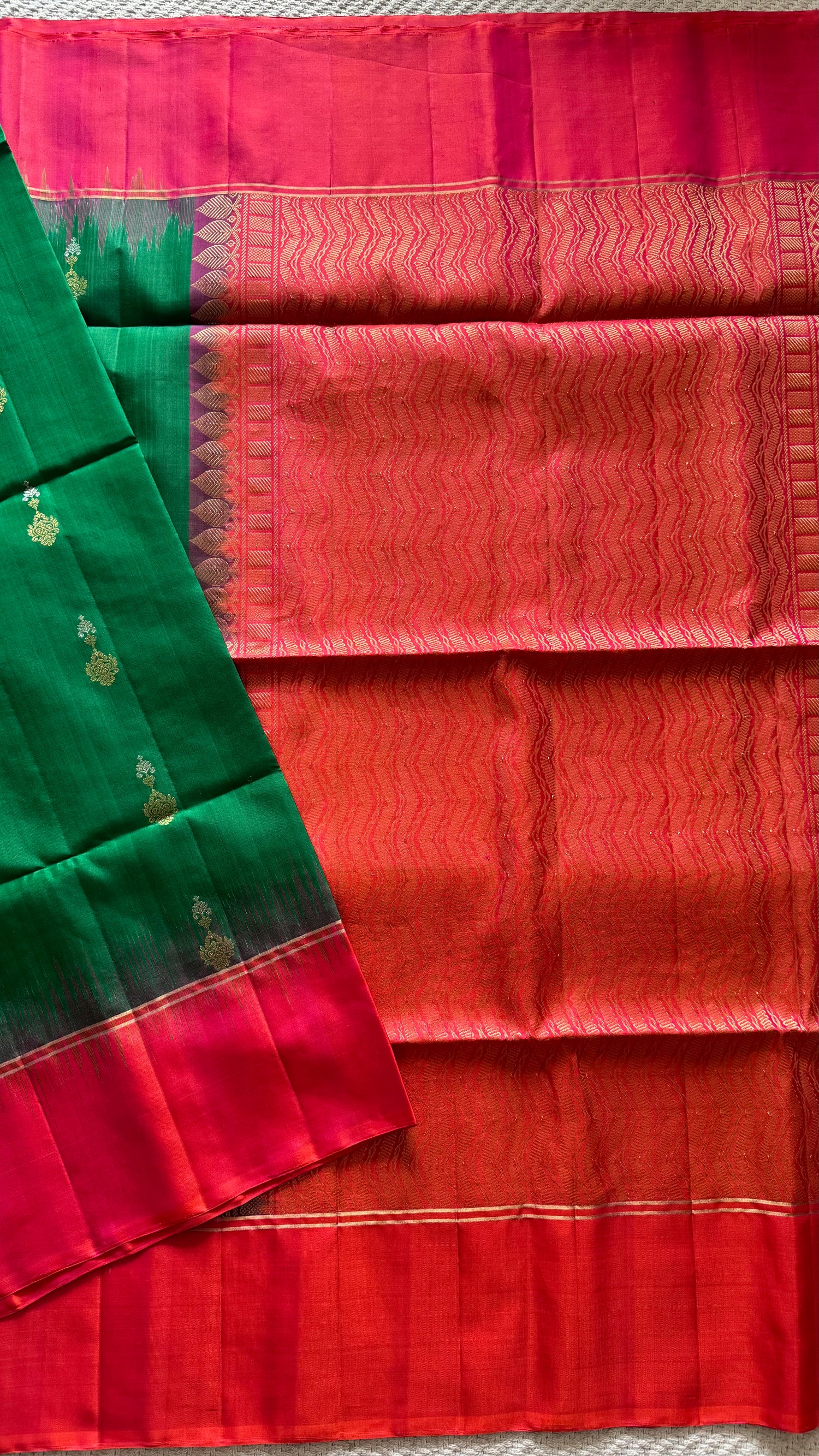 PURE SOFT SILK PSM21-BOTTLEGREEN WITH ORANGE