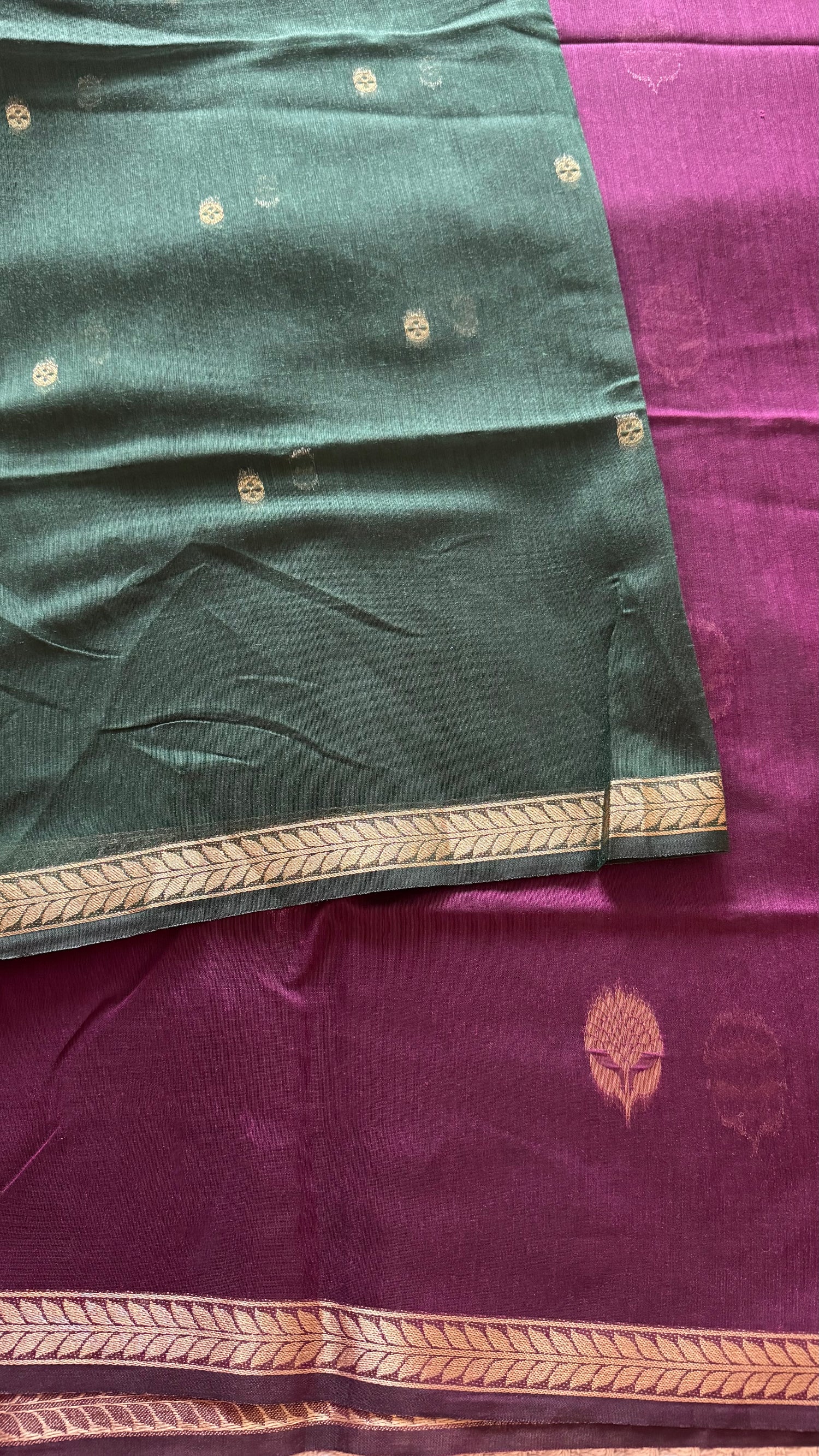 TUSSER SILK SAREE SUV5471-BOTTLEGREEN