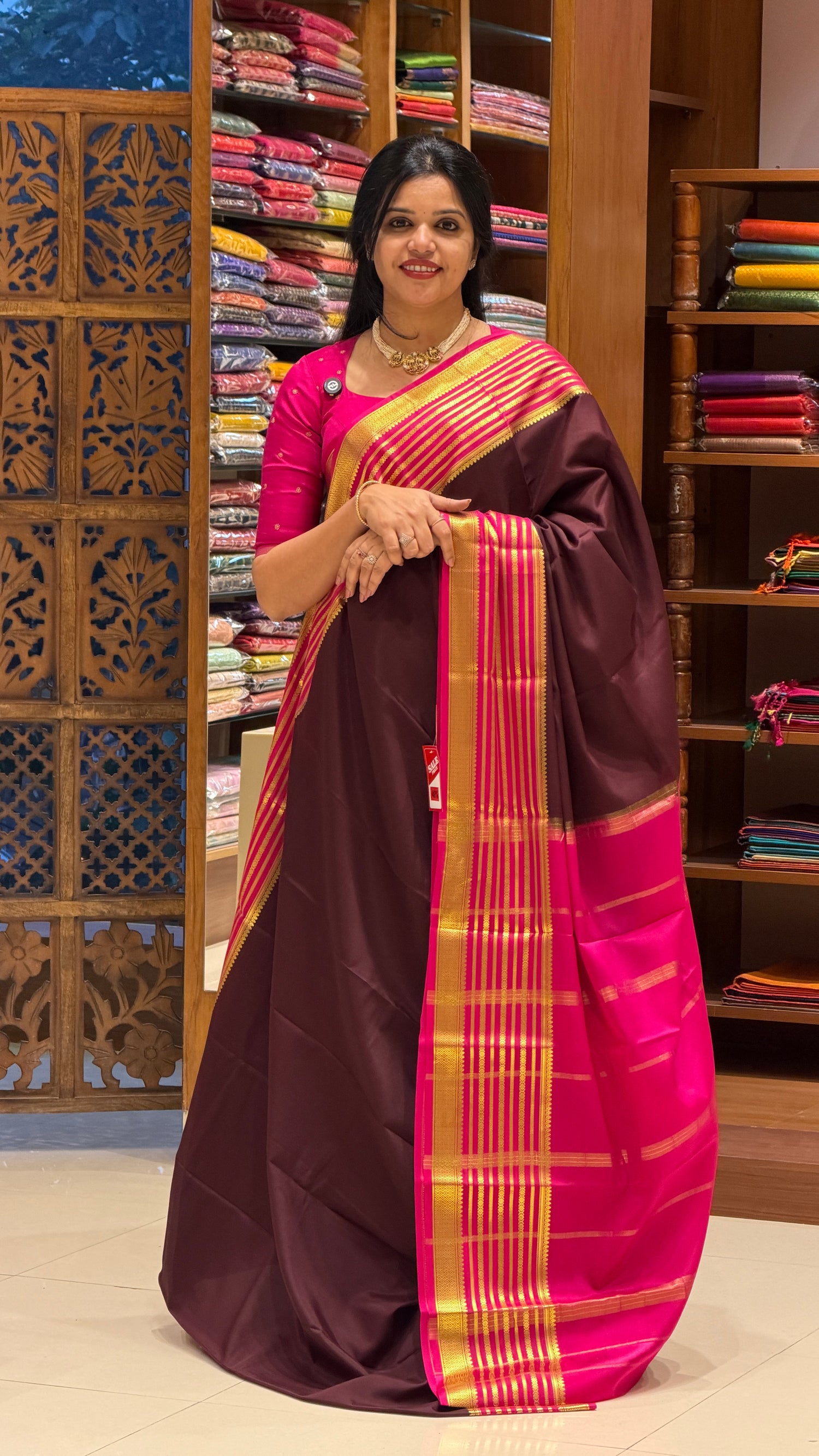 PURE MYSORE SILK SAREE PSH525-BROWN