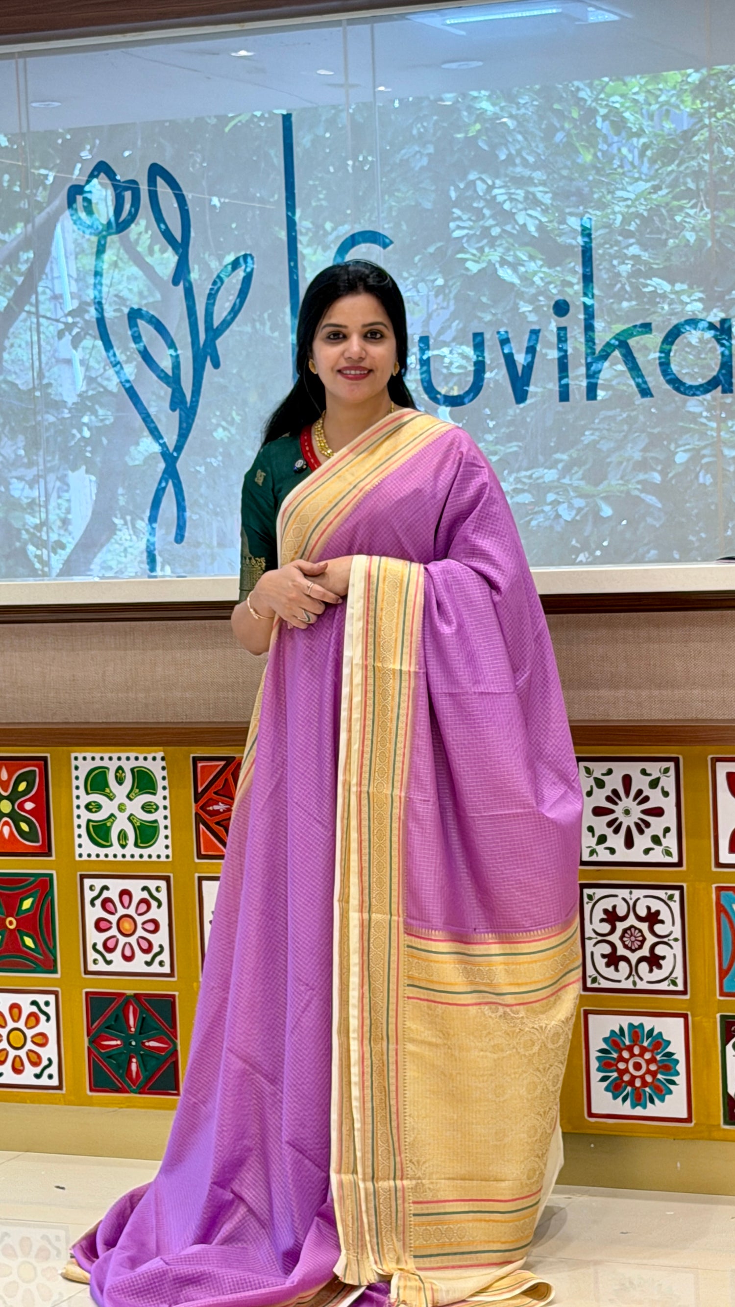 MYSORE CREPE SUV5605-LAVENDER WITH OFFWHITE