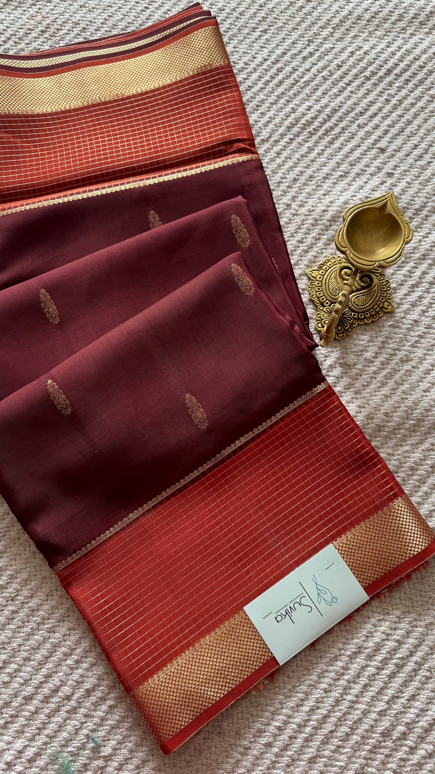 MYSORE CREPE SILK SAREE SUV5601-WINE WITH ORANGE