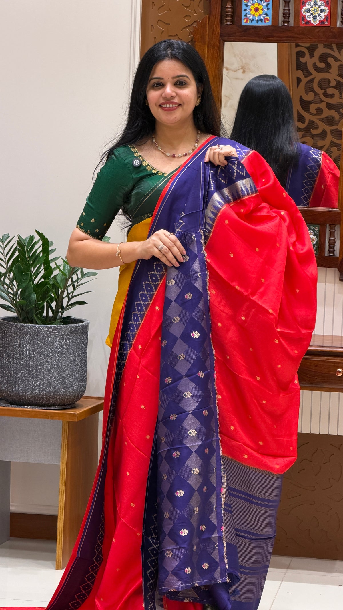 TUSSER CREPE SILK SAREE SUV6089-RED