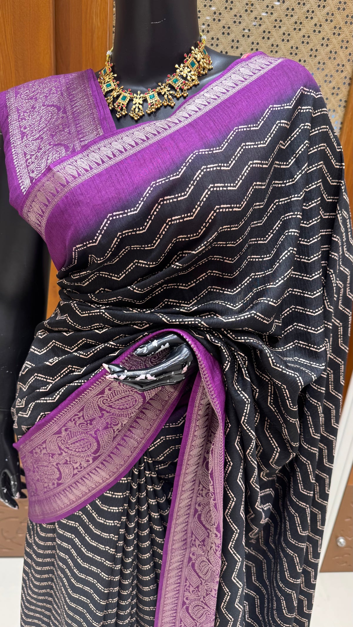 CREPE SILK SUV1962-BLACK PURPLE