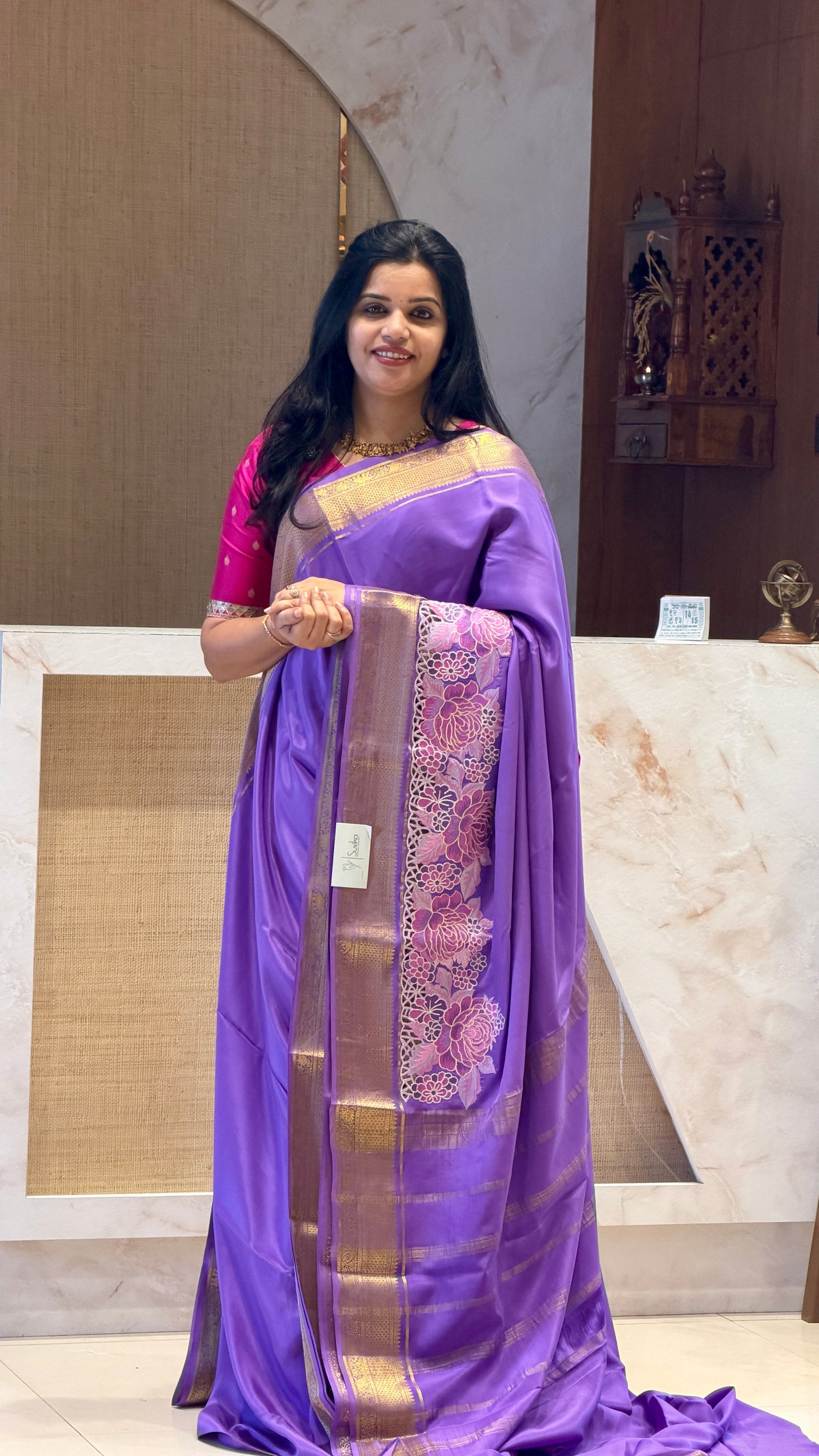 PSUV62-LAVENDER PURE MYSORE SILK SAREE