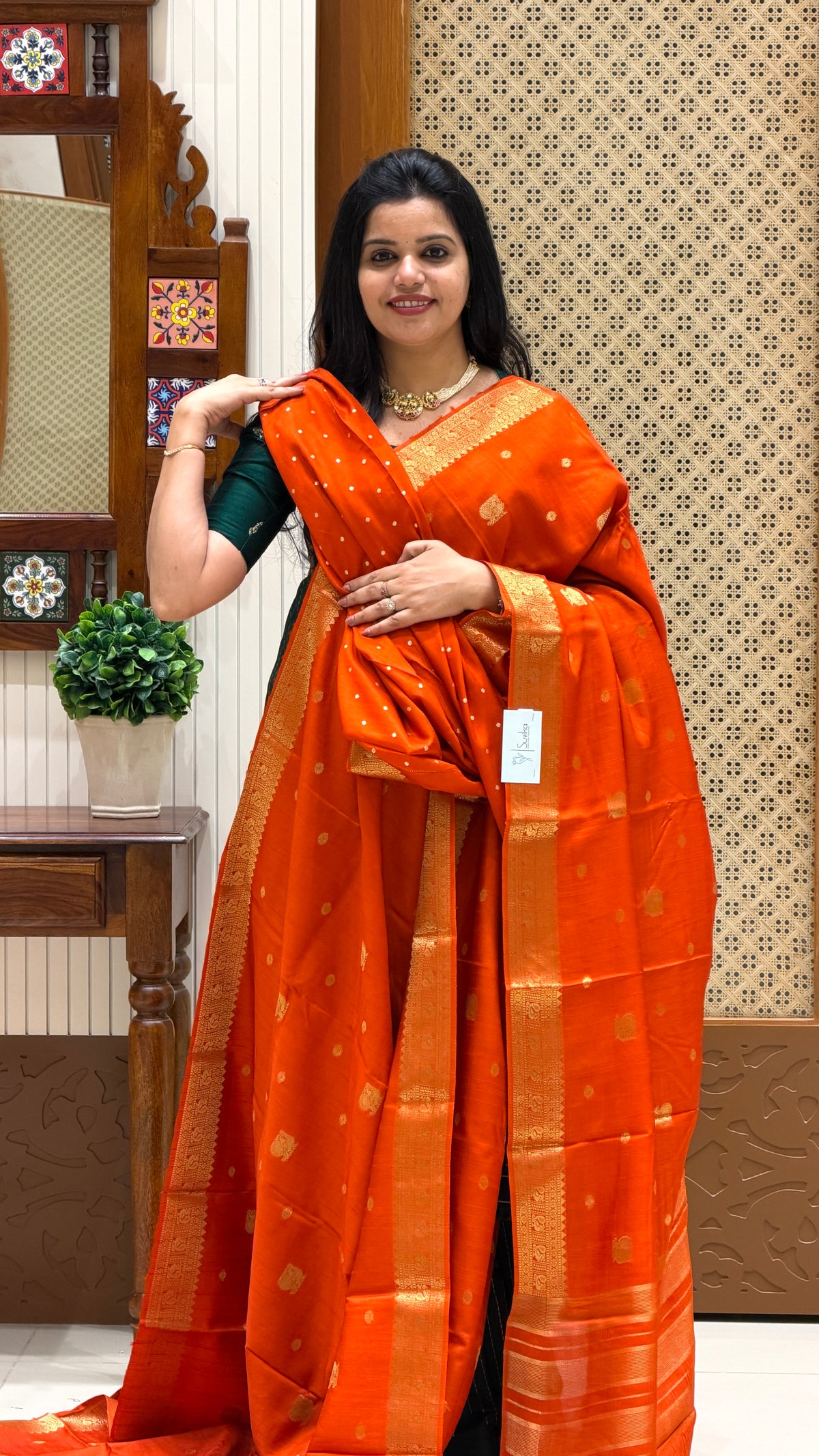 SEMI MYSORE CREPE SILK SAREE SUV5469-ORANGE