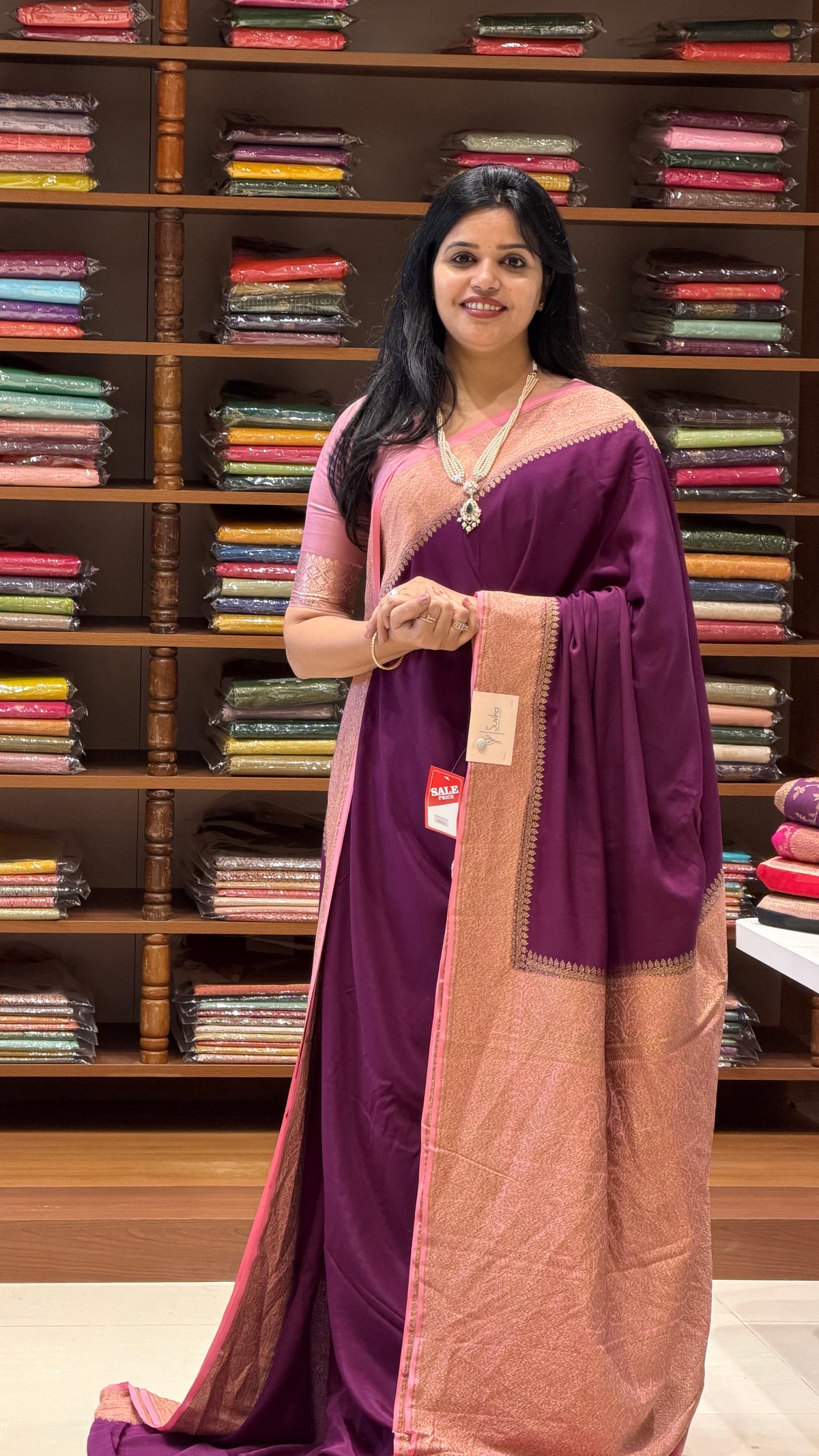 PURE BANARASI CREPE SAREE PSJV298-WINE