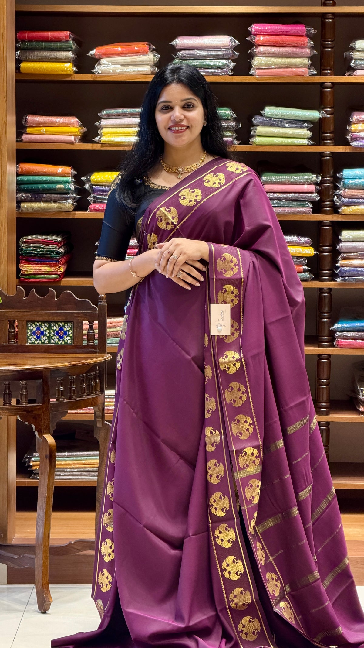 PURE MYSORE CREPE SAREE PSB125-WINE