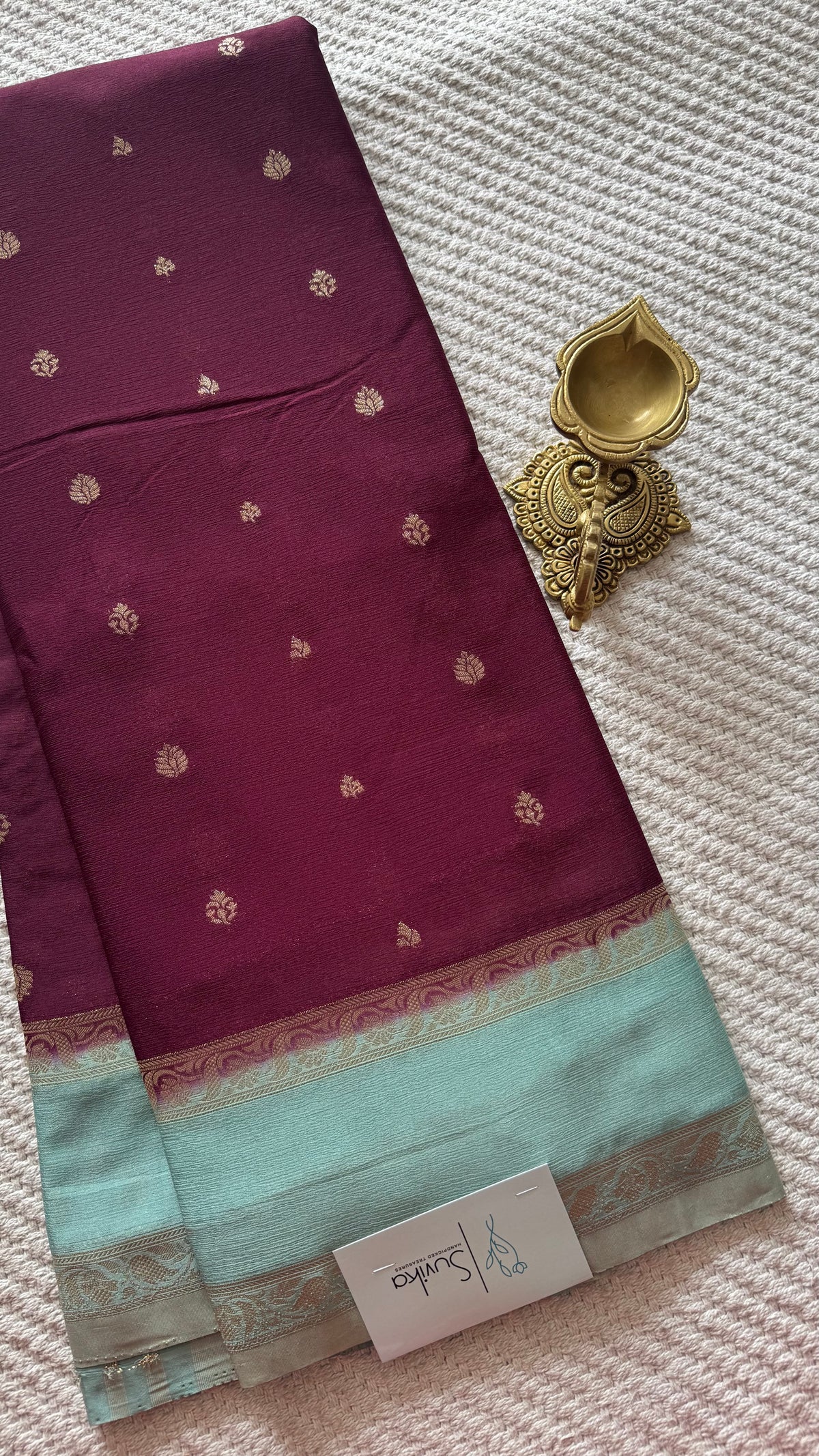 CREPE SILK SUV5740-WINE WITH SEAGREEN