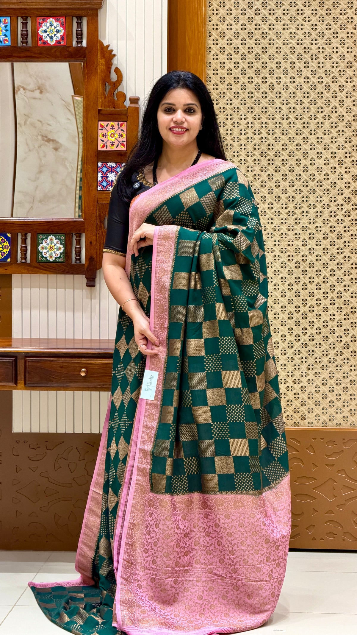 GEORGETTE SAREE SUV5888-BOTTLEGREEN