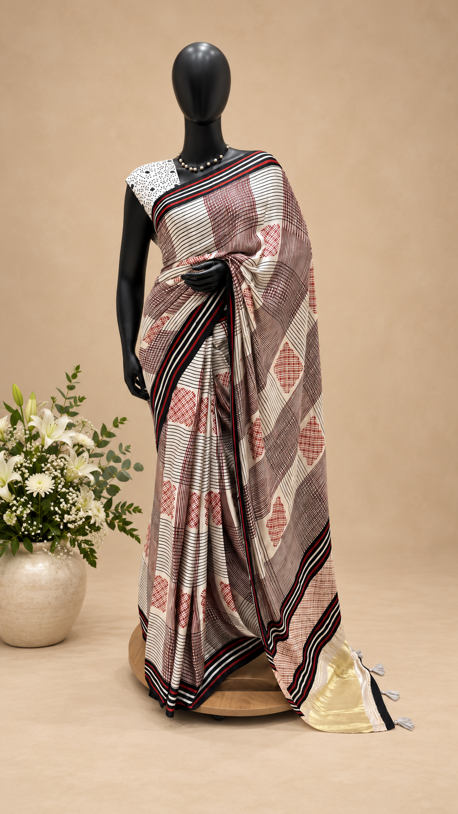 PURE MODAL SILK SUV4910-BLACK WITH RED