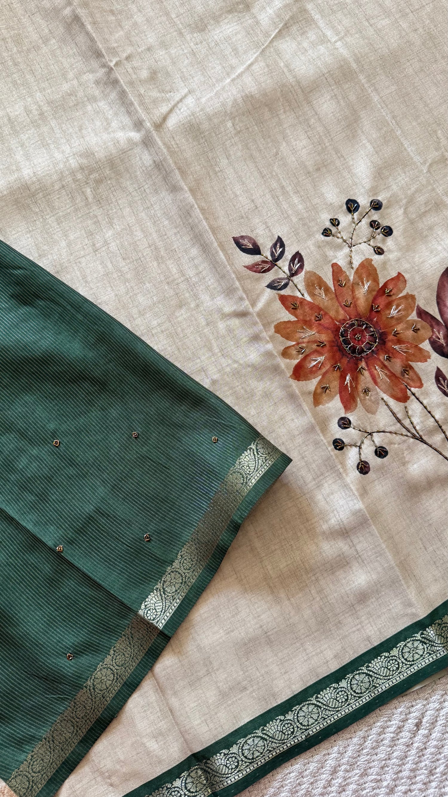 TUSSER SAREE SUV5636-GREEN