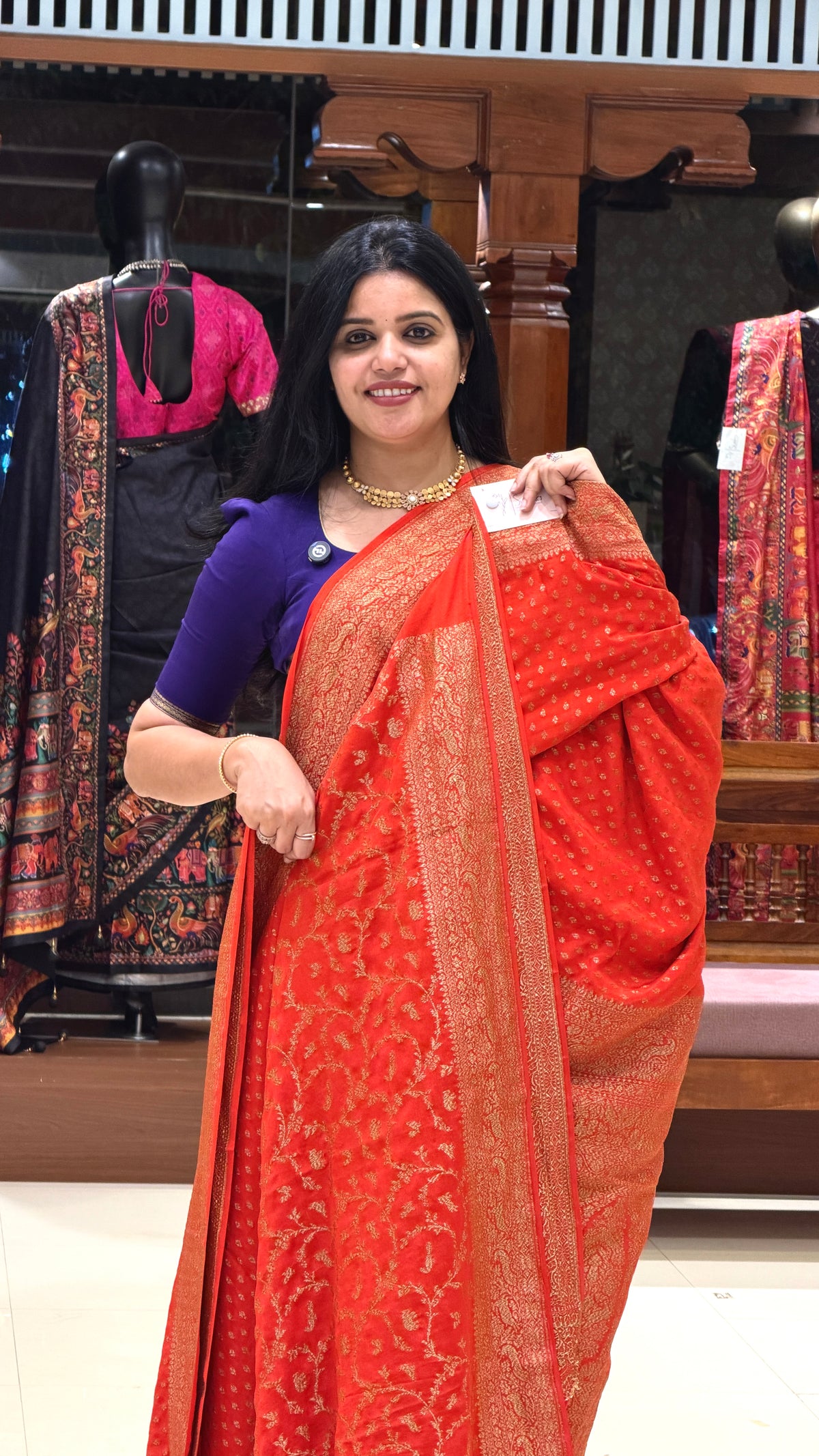 PURE BANARASI CREPE PSUV71 - ORANGE