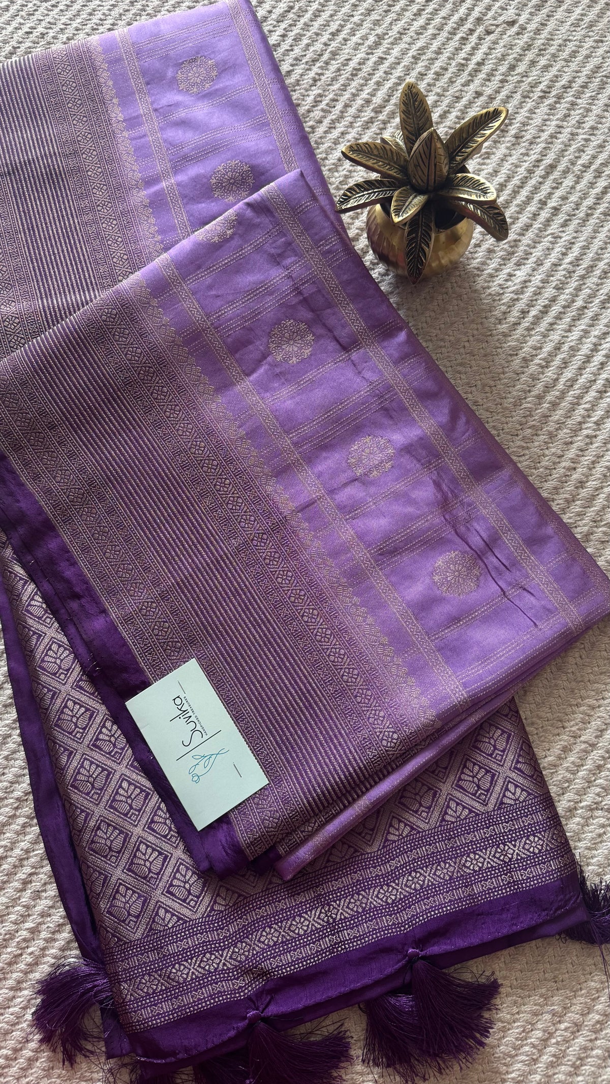 Crepe tusser silk saree SUV5893-LAVENDER WITH PURPLE
