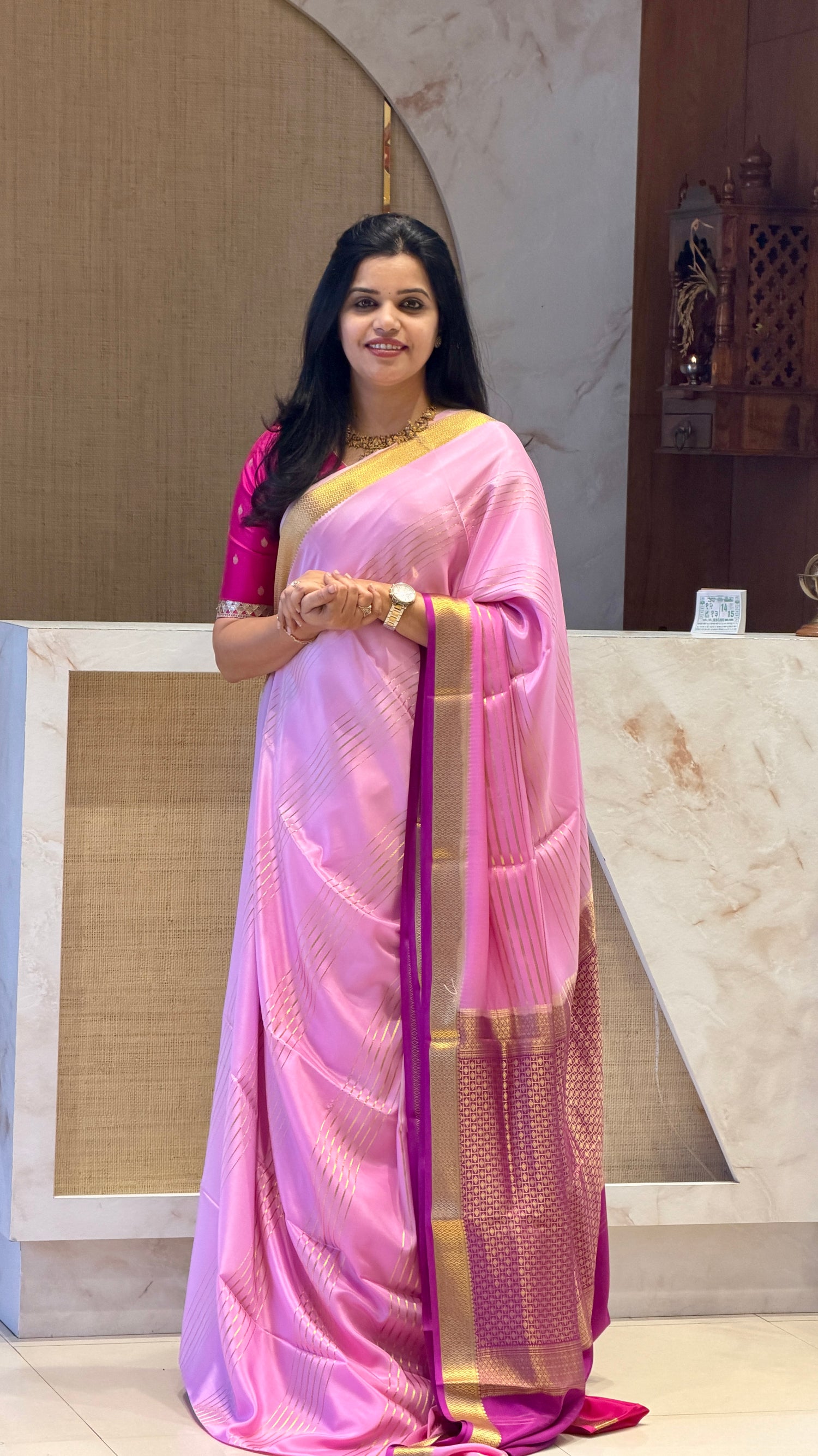 PSUV214-BABYPINK WITH PINK SHADED PURE MYSORE CREPE