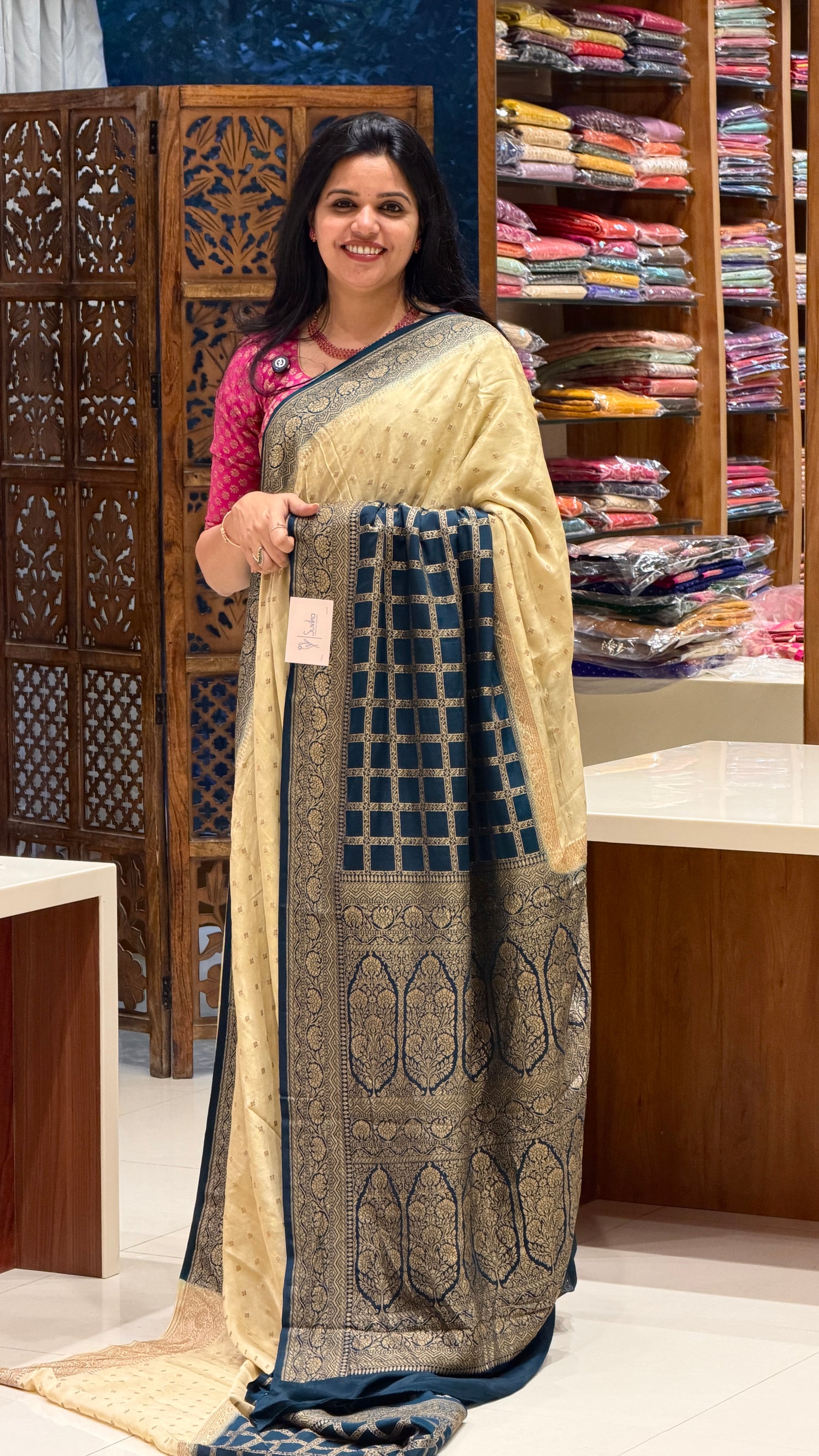 PURE BANARASI CREPE PSJV313-BLUE