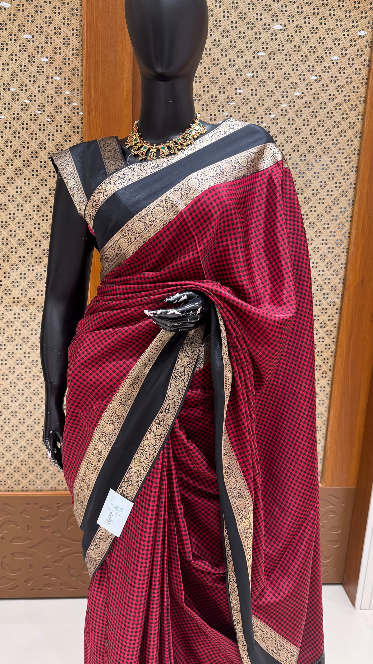 CHECKS101 MYSORE CRAPE SUV5736-RED