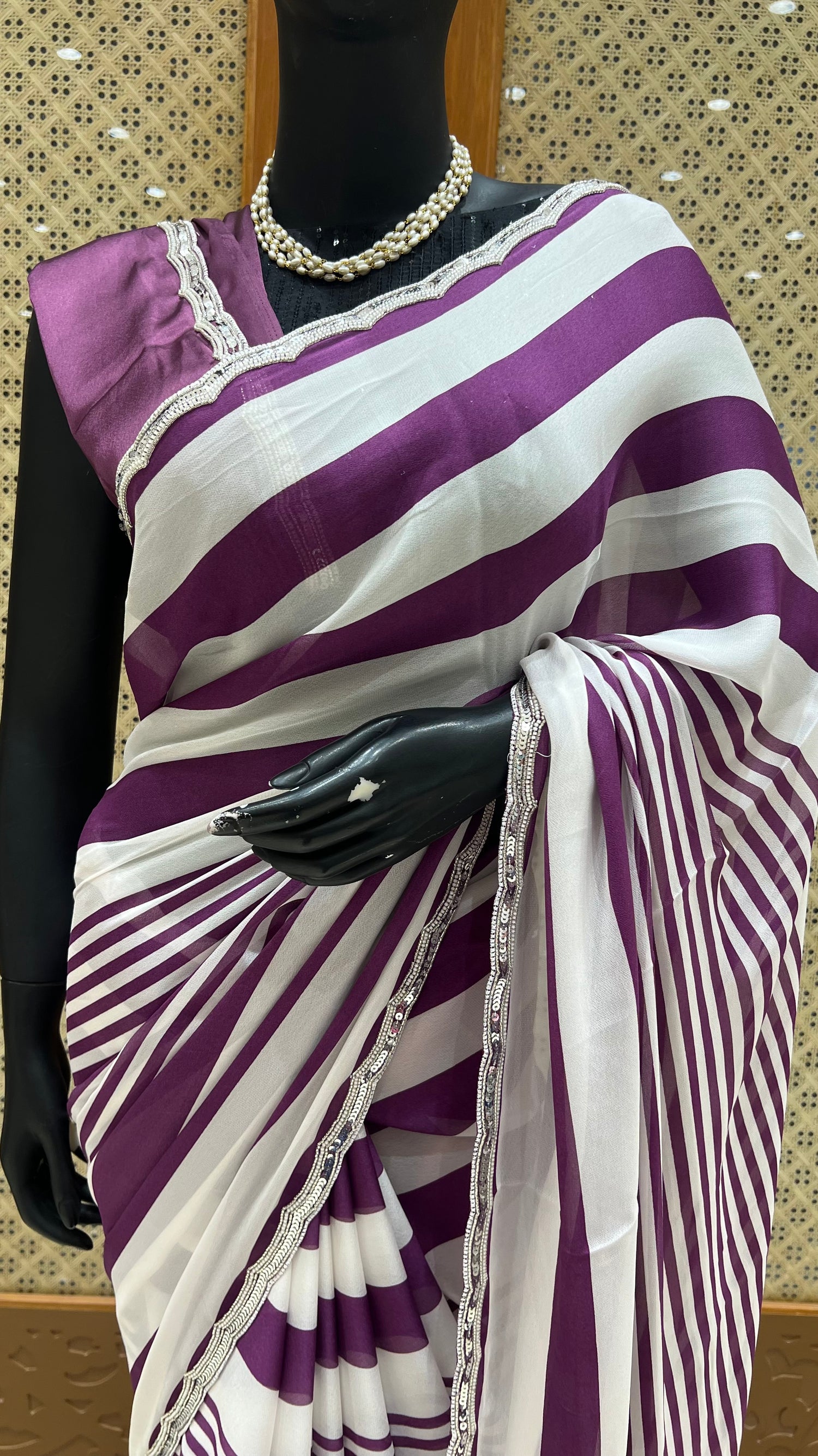 SEMI GEORGETTE SILK SAREE SUV5308-MAGENTA