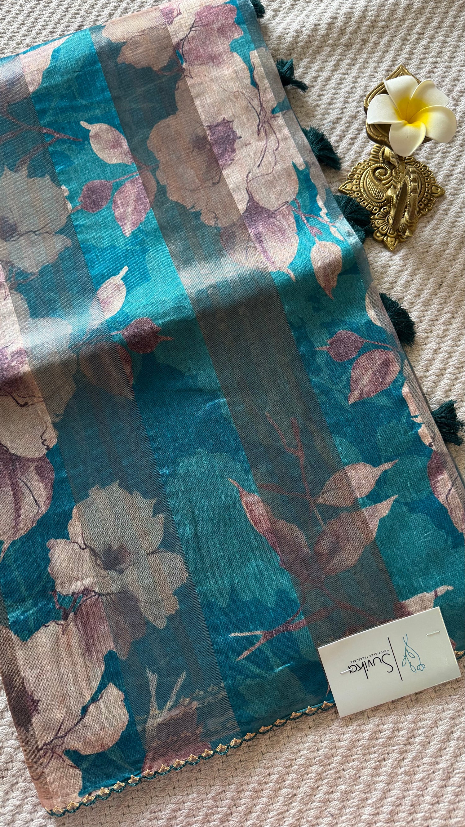 ORGANZA SAREE SUV5513-PEACOCKBLUE