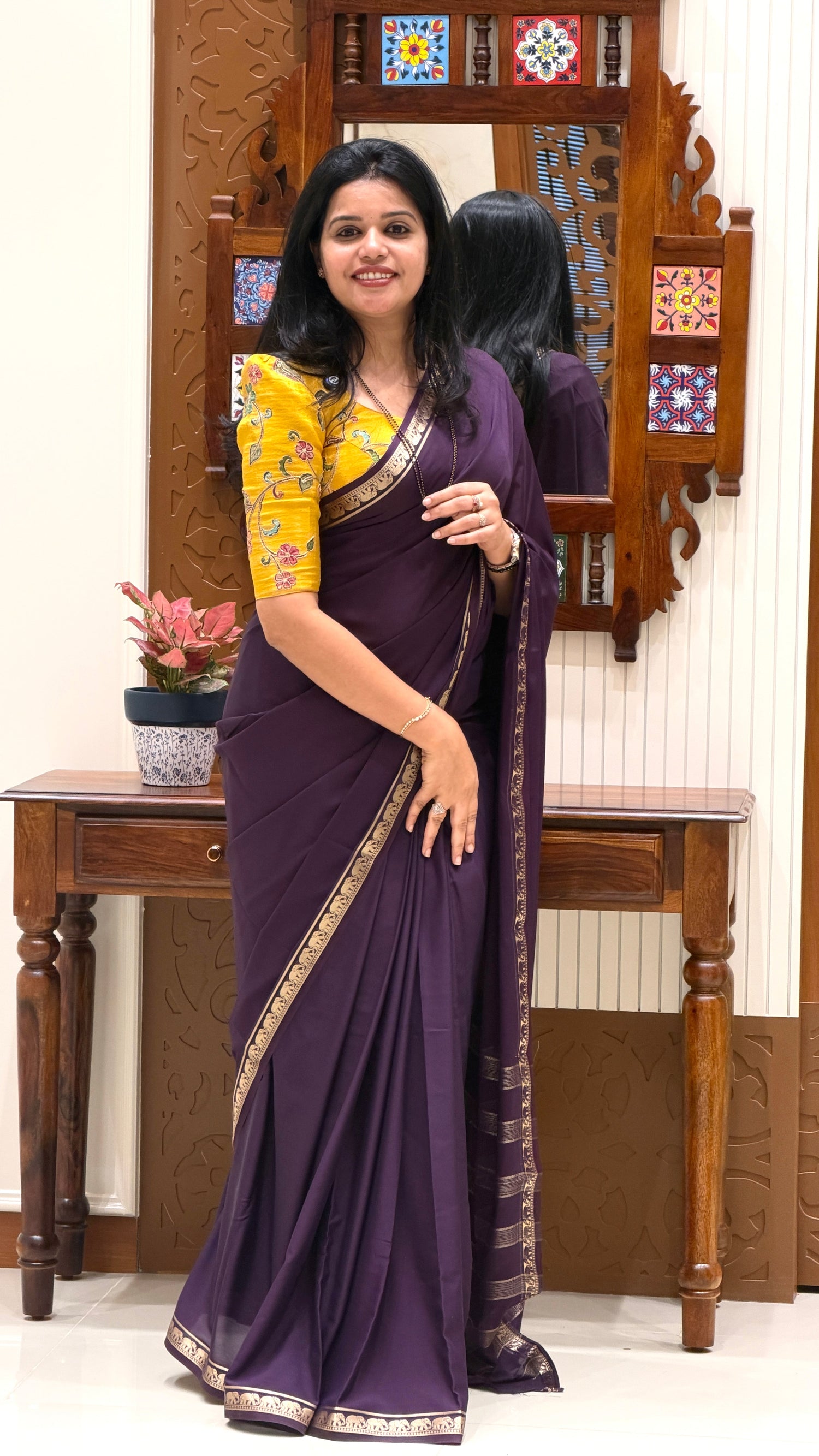 SUV4124-GRAPE Semi Mysore silk saree