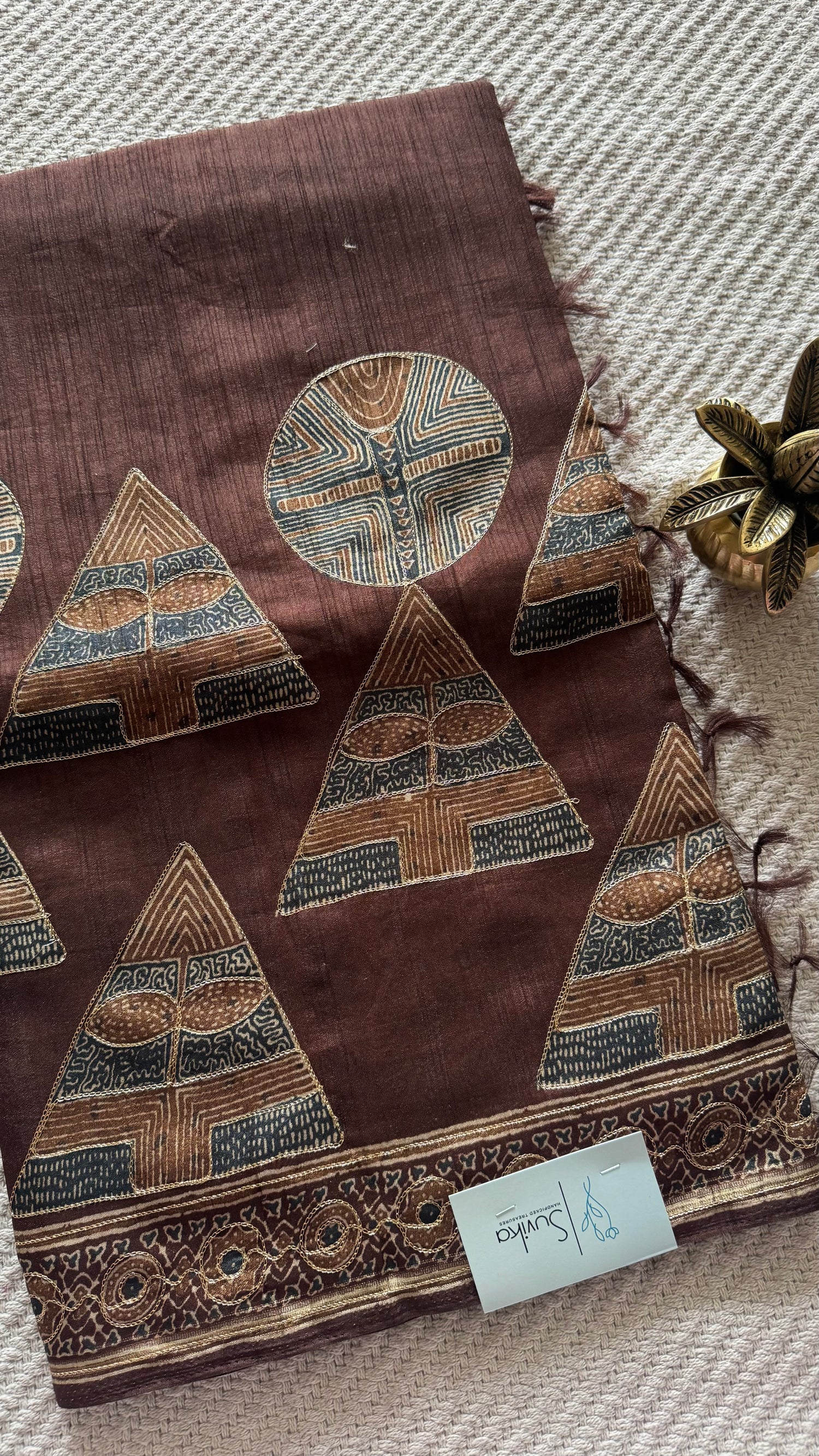 VISCOSE TUSSER SILK SUV4879-COFEEBROWN