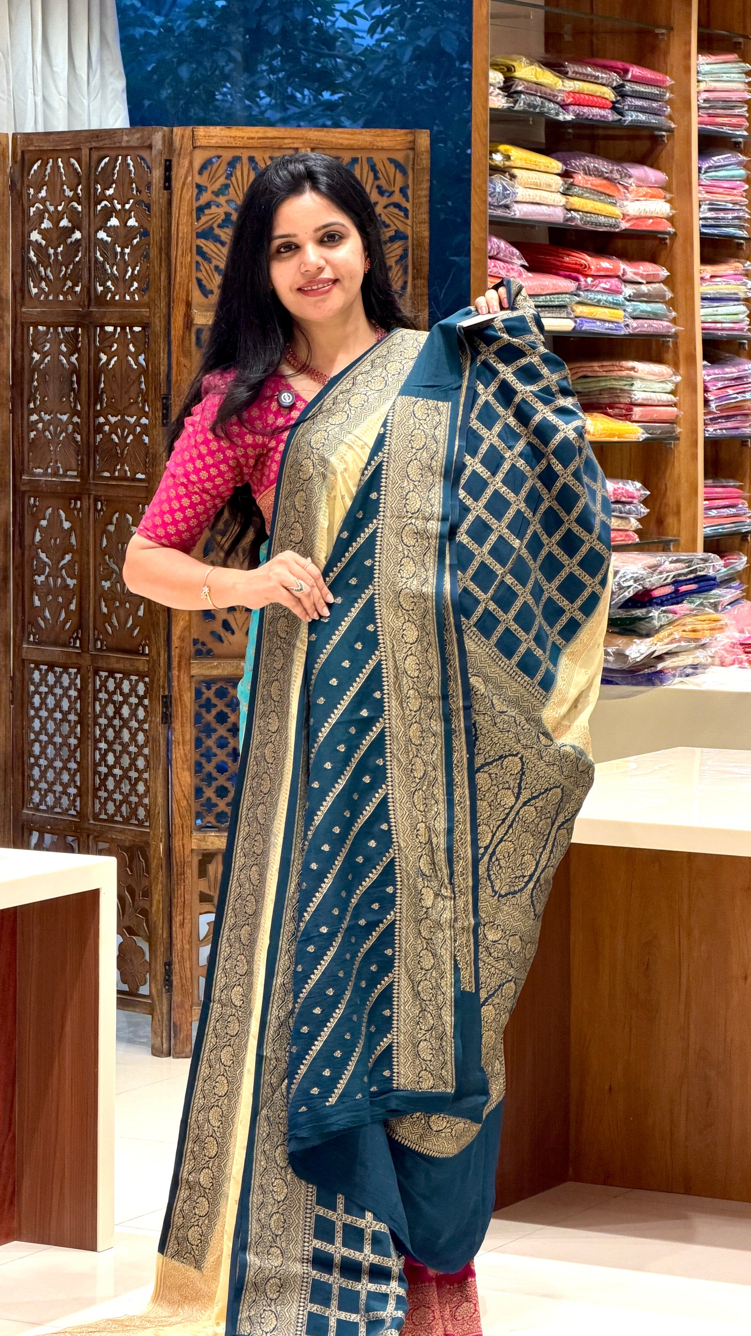 PURE BANARASI CREPE PSJV313-BLUE