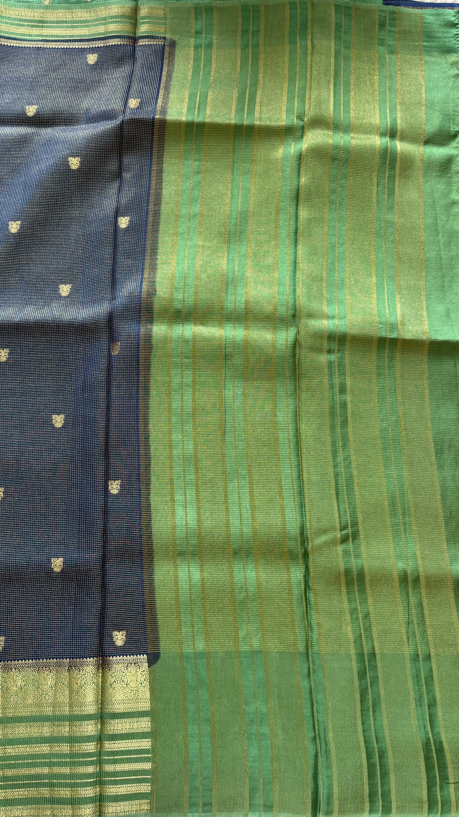 CREPE SILK SAREE SUV5455-BLUE WITH SEAGREEN