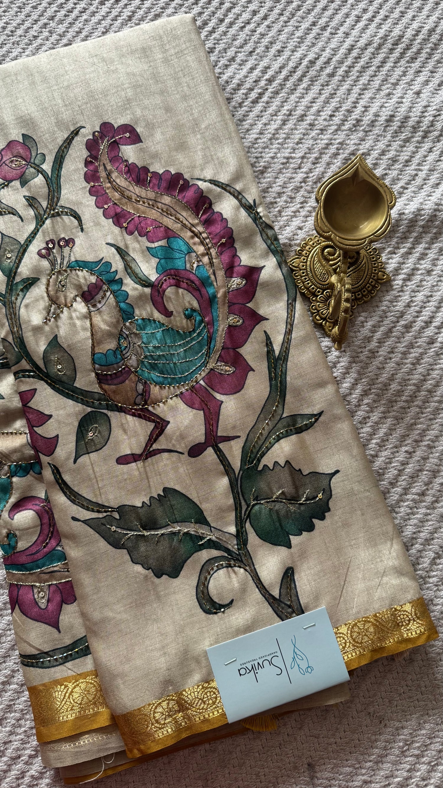 TUSSER SAREE SUV5637-YELLOW