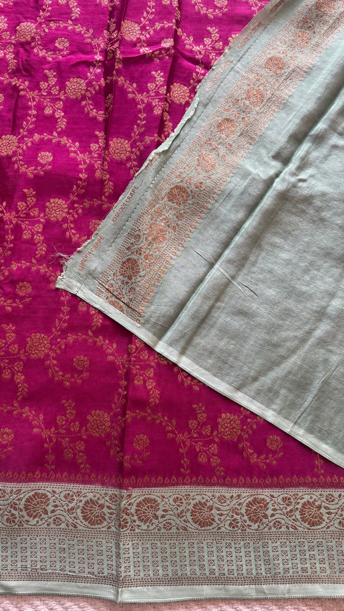 BANARASI CREPE SUV5785-PINK WITH SEAGREEN