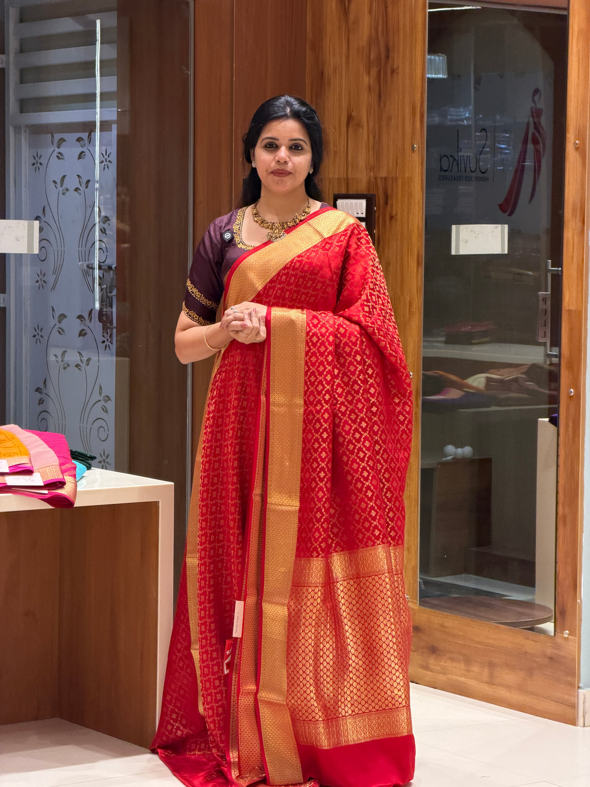 PURE MYSORE CREPE PSH96-RED