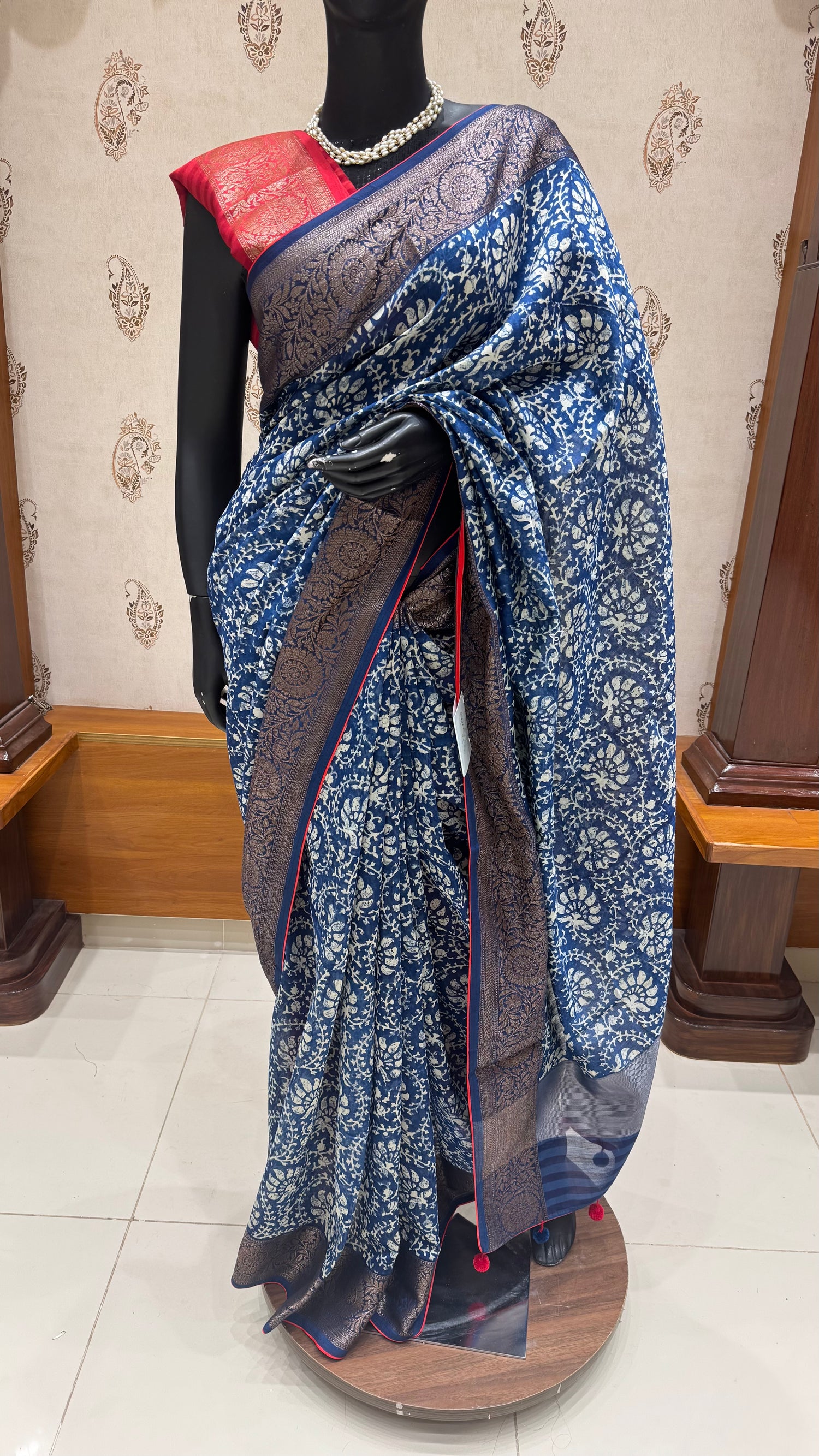 PURE CHANDERI SILK COTTON SUV5193-BLUE