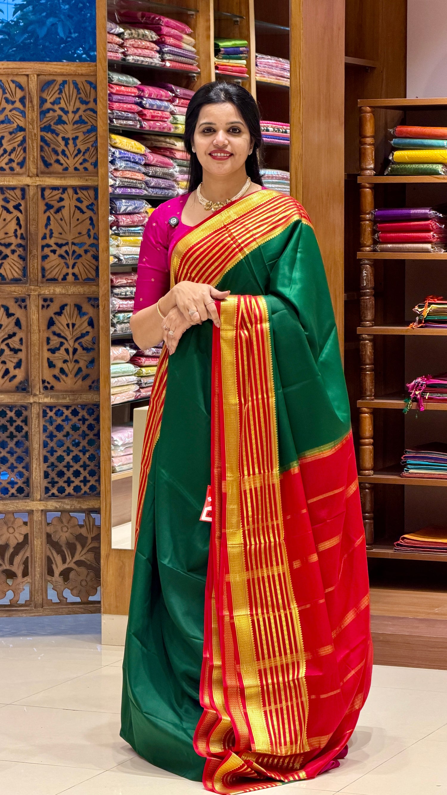 PURE MYSORE SILK SAREE PSH525-GREEN