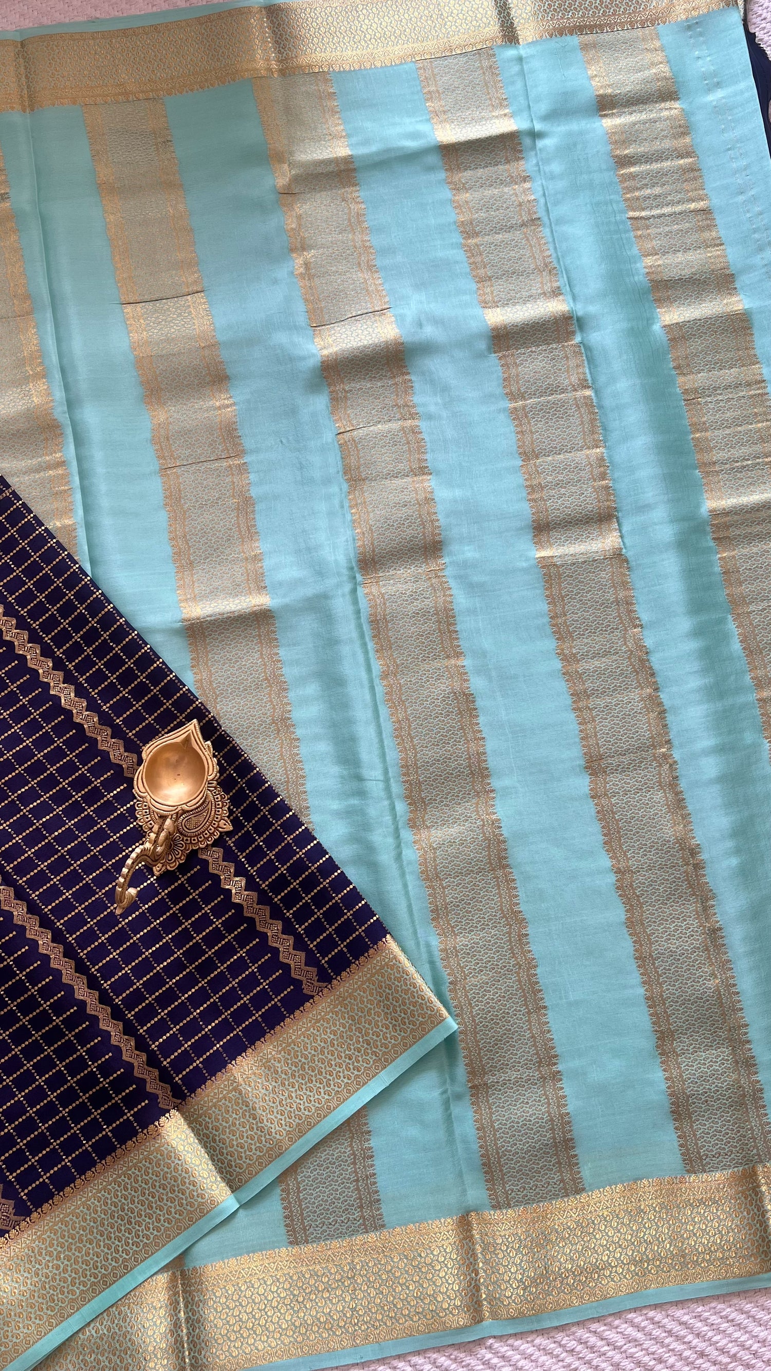 PSUV283-NAVYBLUE PURE MYSORE SILK SAREE