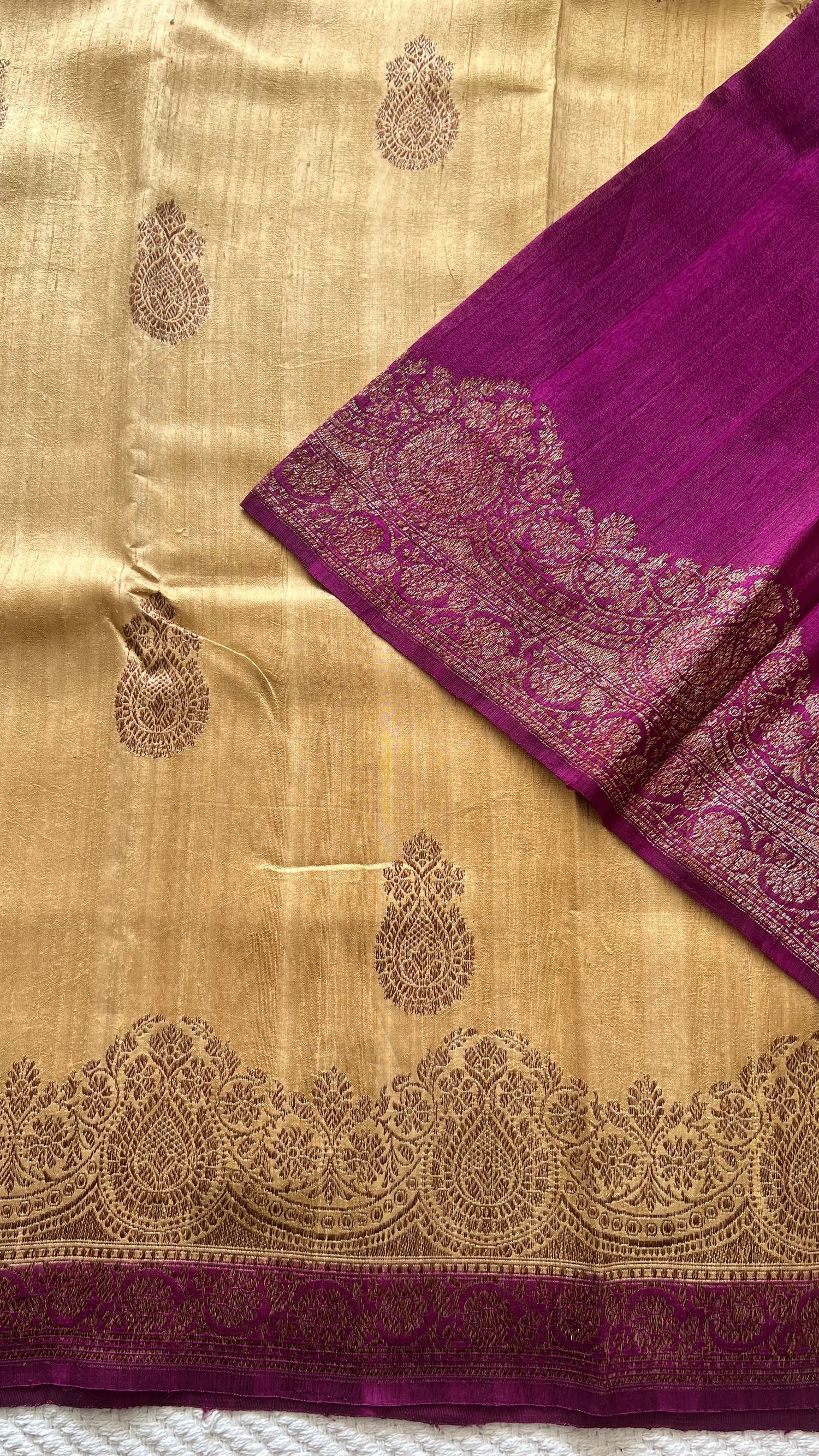 PSUV247-CHICKU WITH MAGENTA PURE DUPION SILK SAREE