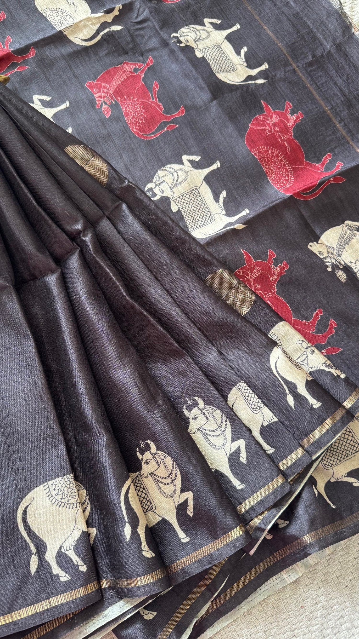 TUSSER SILK SAREE SUV5602-BLACK