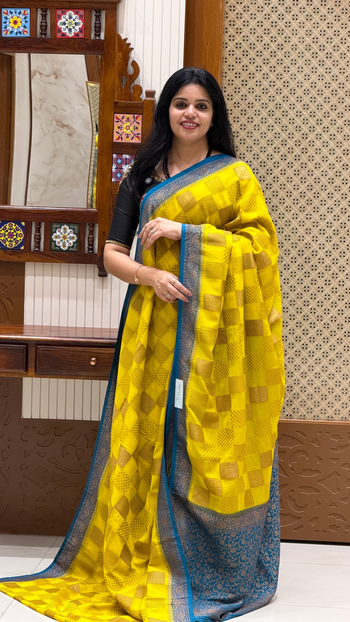 GEORGETTE SAREE  SUV5888-YELLOW