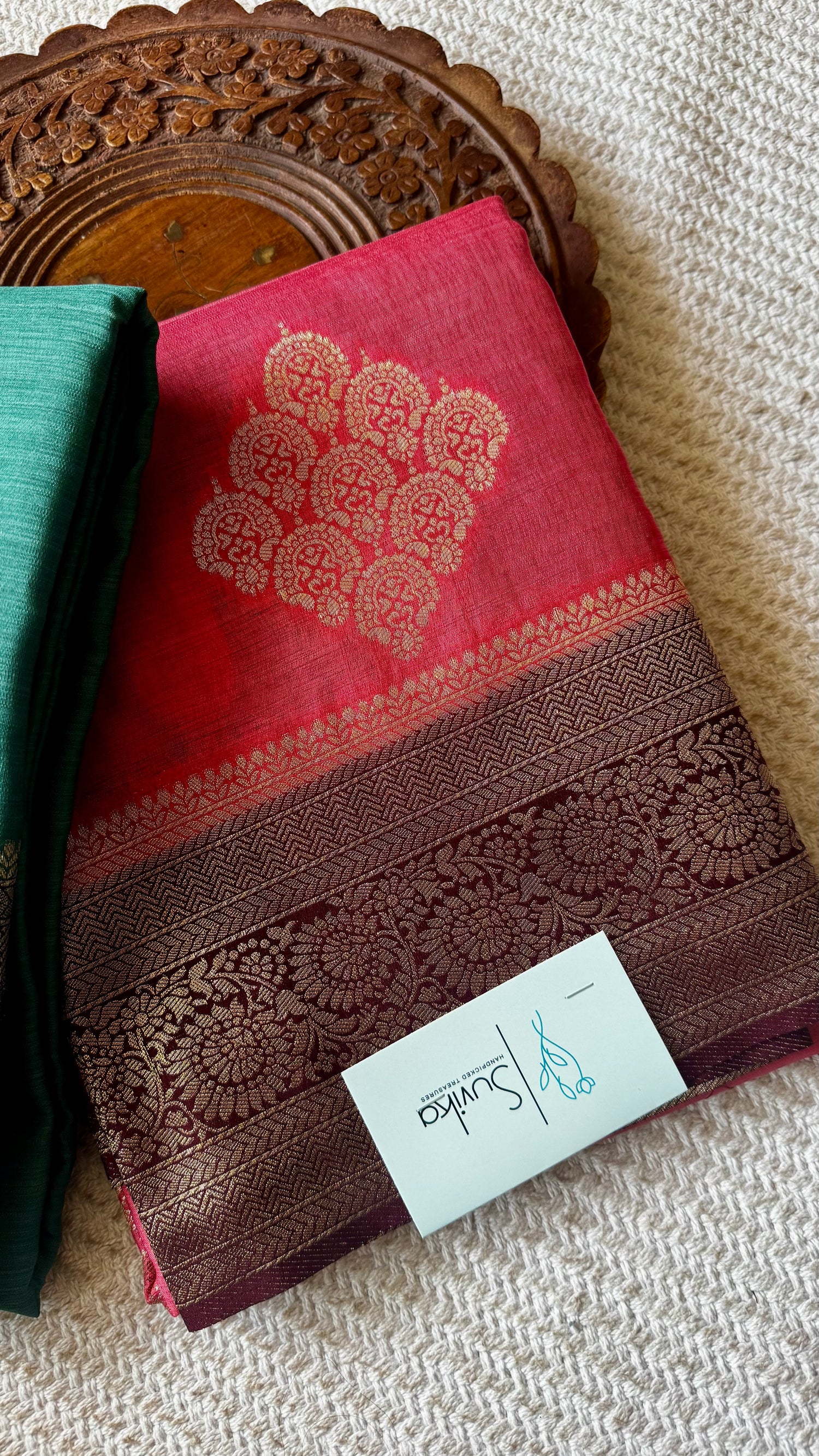 SUV4378-PEACH WITH COFFEEBROWN