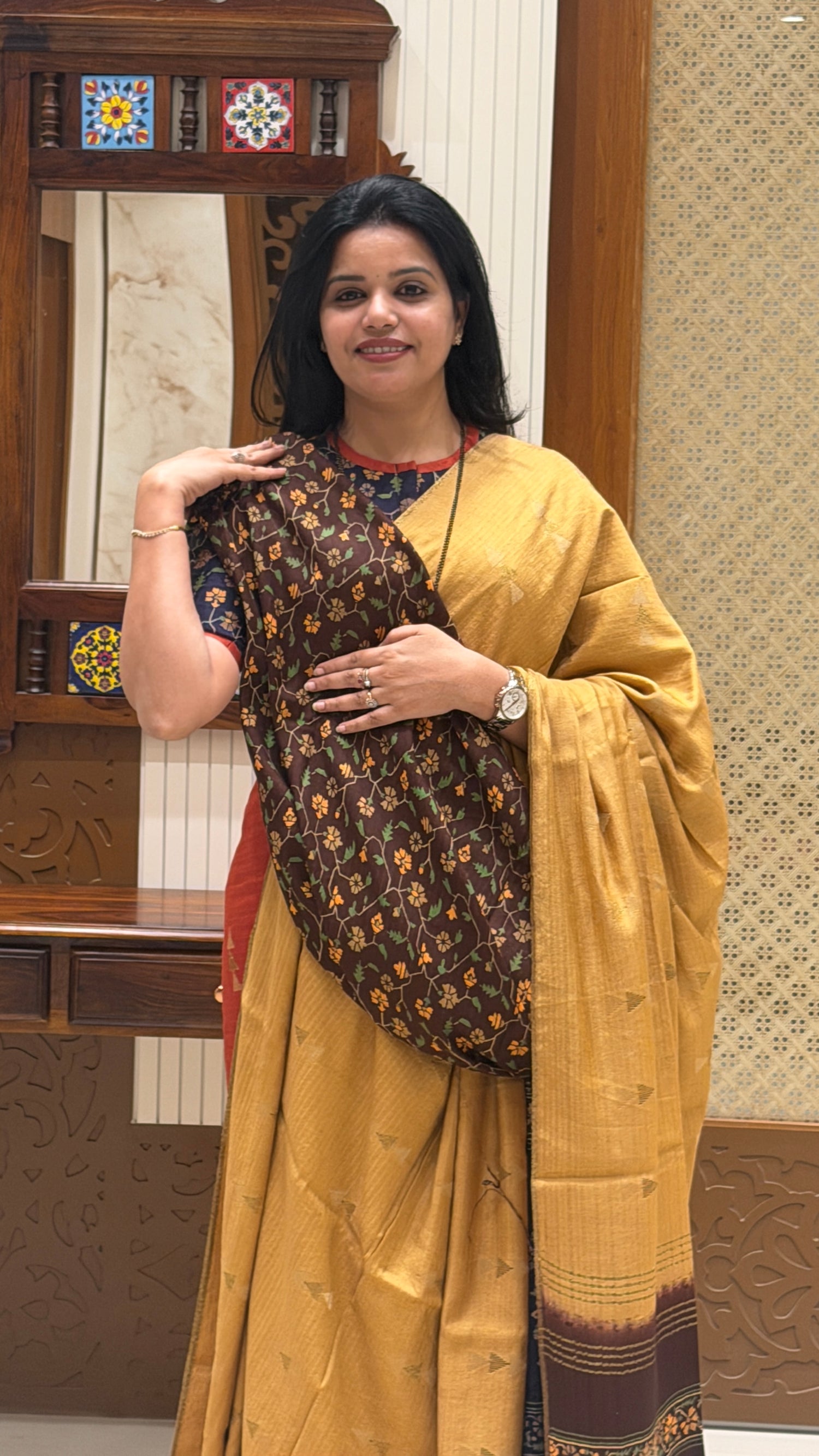 SUV3925-CHICKU WITH COFFEEBROWN