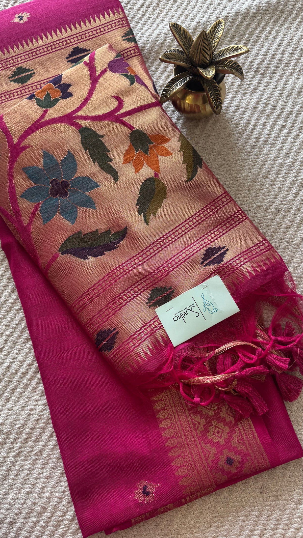 TUSSER COTTON SAREE SUV5957-PINK