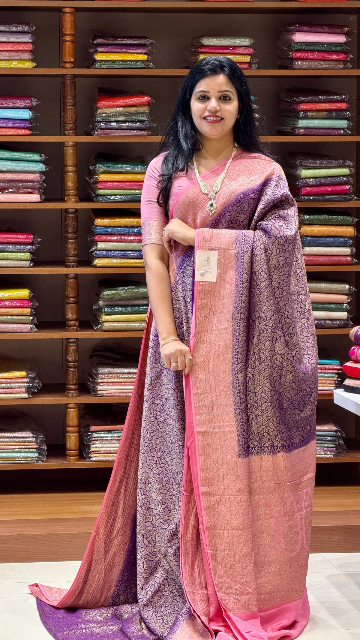 PURE BANARASI CREPE SAREE PSJV276-PURPLE