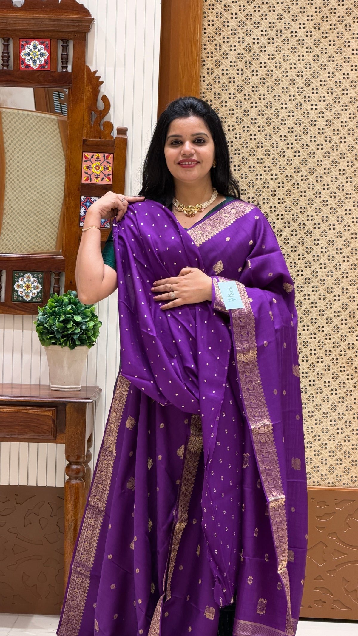 SEMI MYSORE CREPE SILK SAREE SUV5469-PURPLE