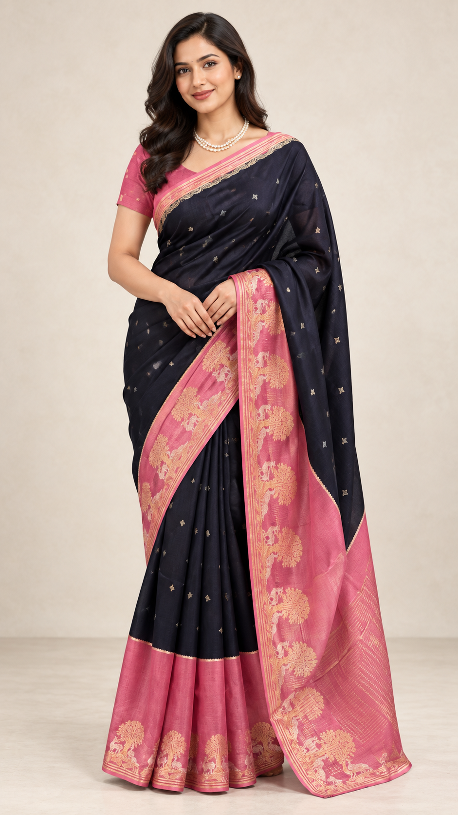 CREPE SILK SUV5391-BLUE WITH ONIONPINK