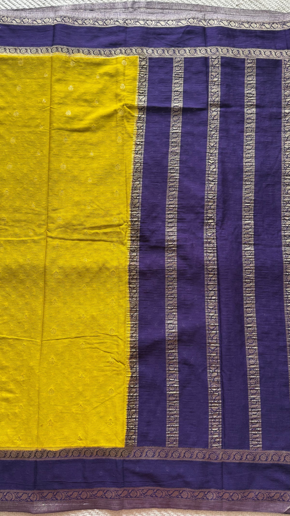 CREPE SILK SUV5740-MUSTARD WITH BLUE