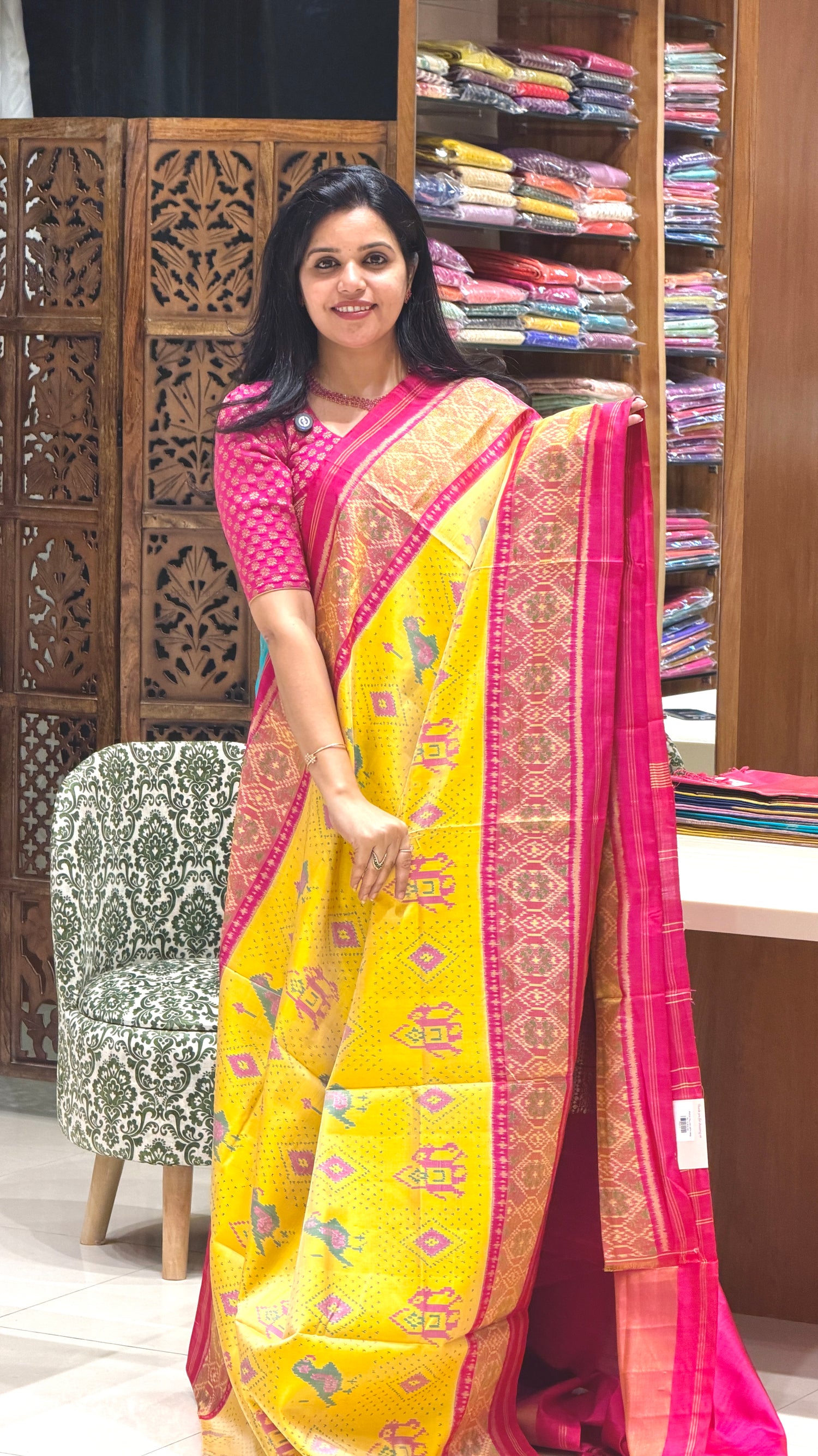 PURE PATOLA SILK PSK25-YELLOW WITH PINK