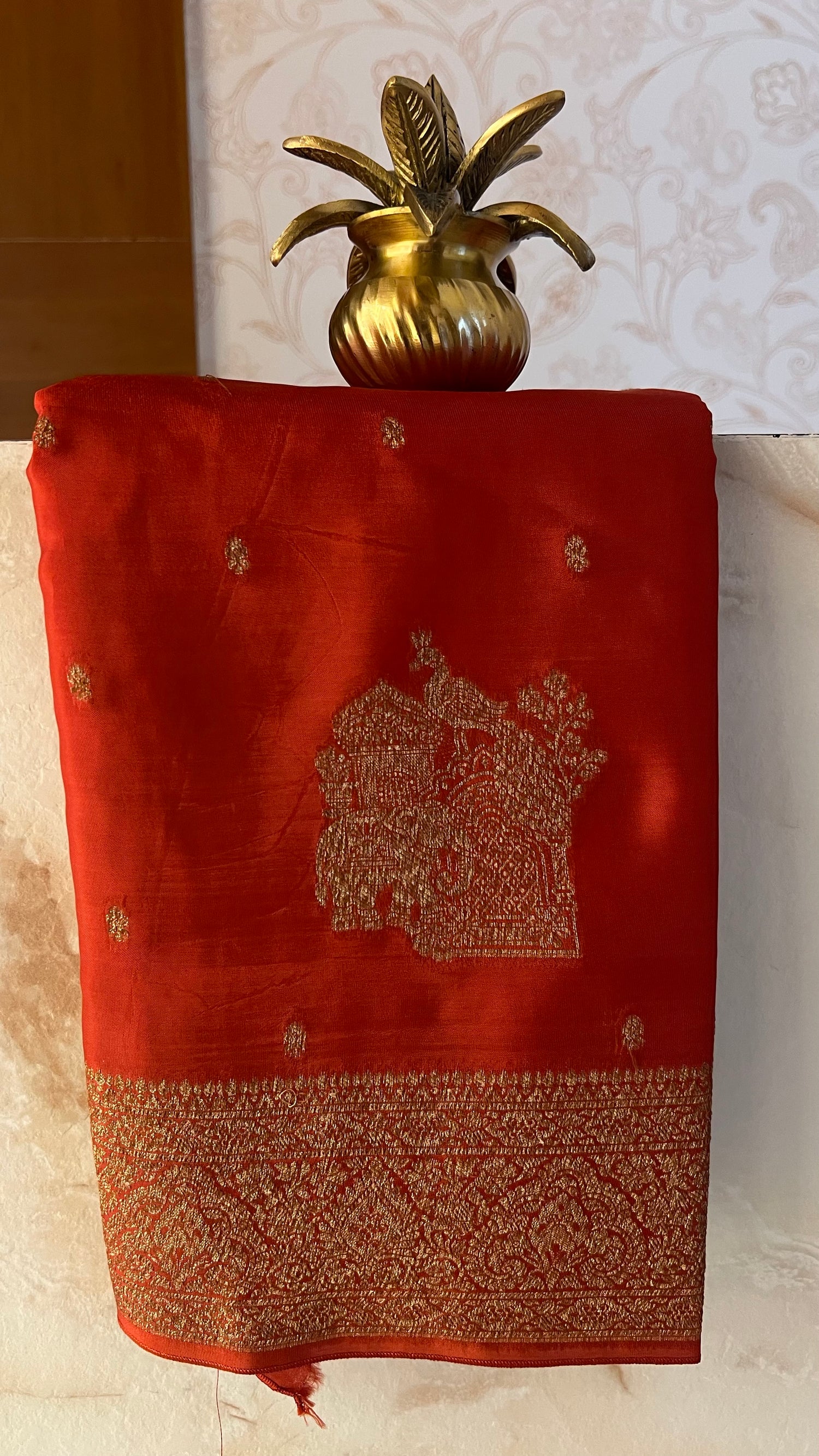 CRPE SILK SAREE SUV5651-RUST