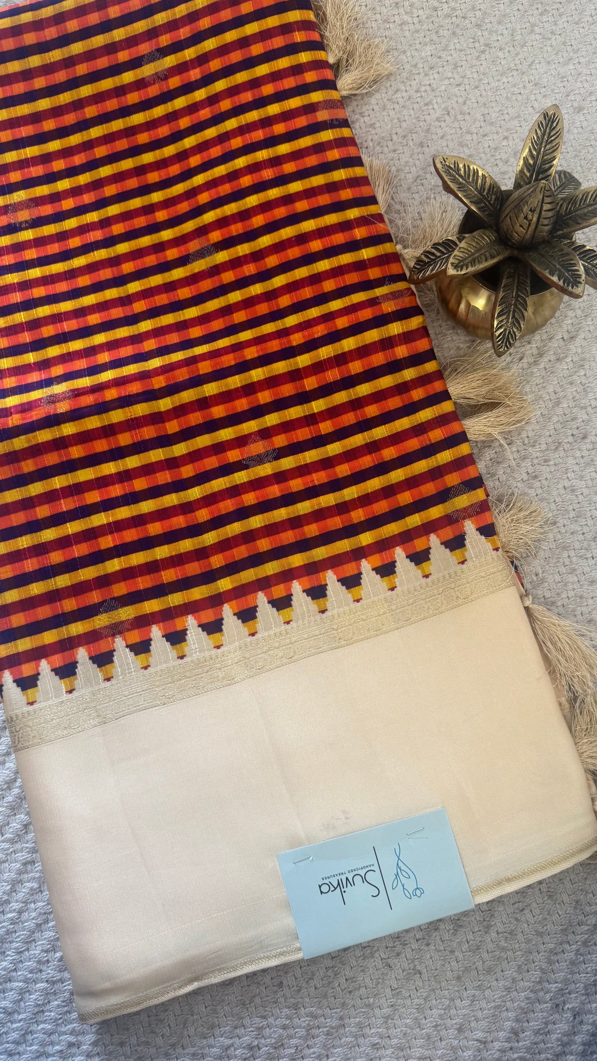CHECKS101 CREPE SILK SUV5818-RUST