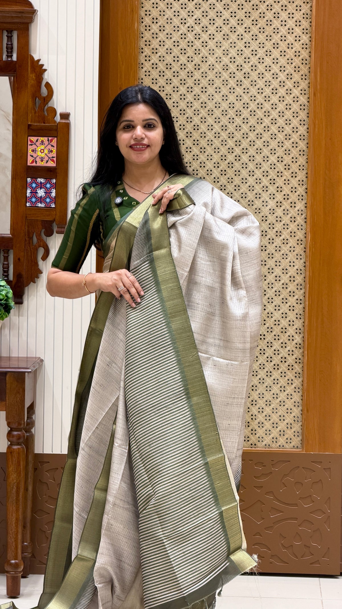 TUSSER SILK SUV5522-OLIVEGREEN
