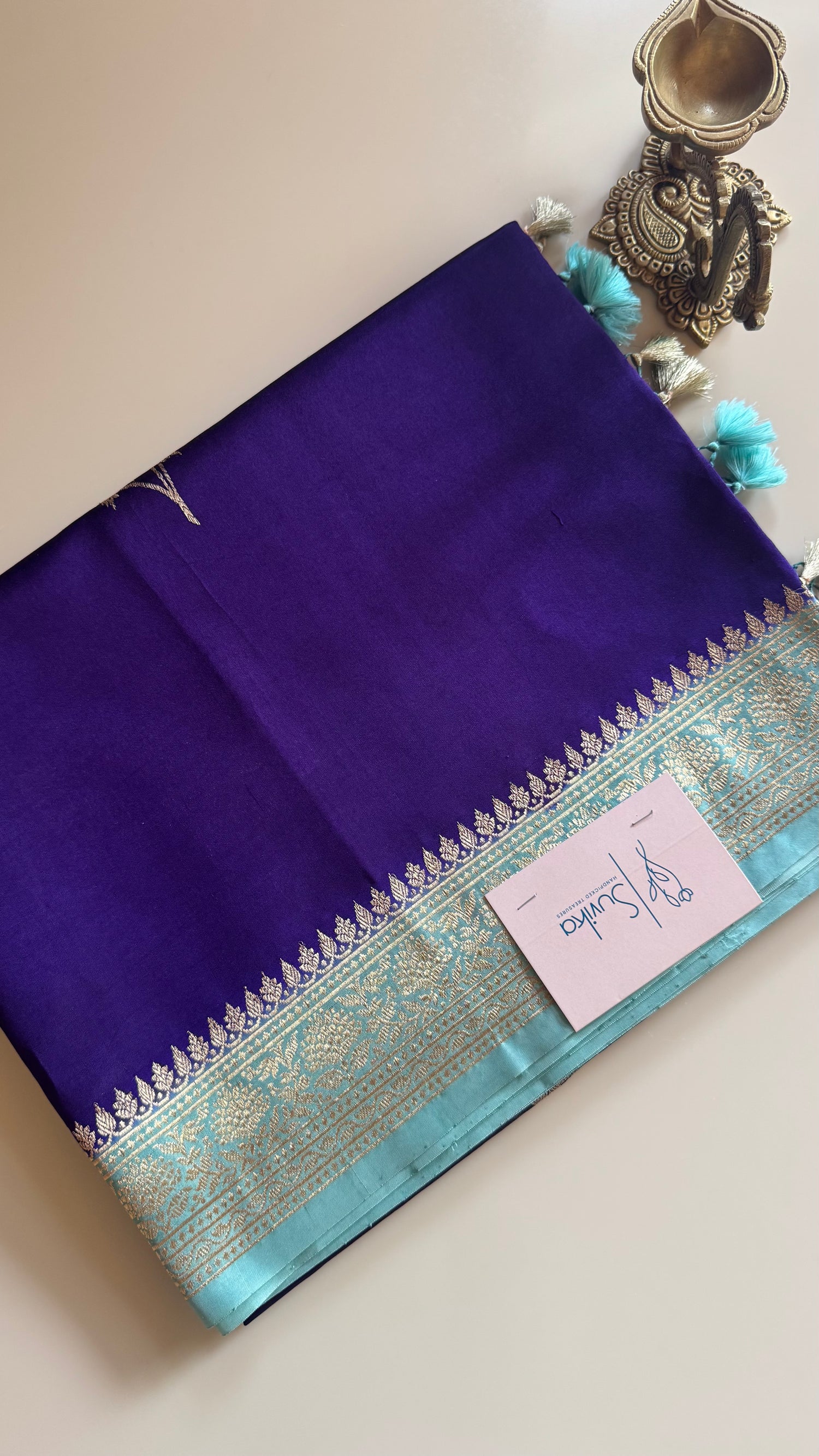 PURE BANARASI  SILK PSGM454-PURPLE WITH SEABLUE